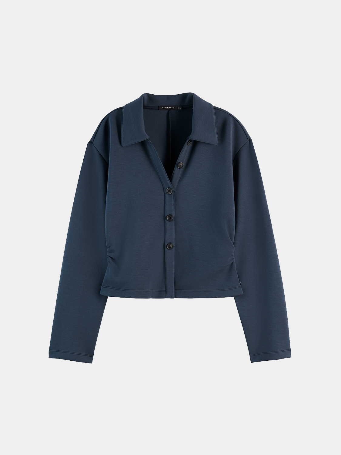 Long-sleeve modal shirt by Scotch & Soda, featuring a comfortable fit and stylish design, displayed on a hanger.