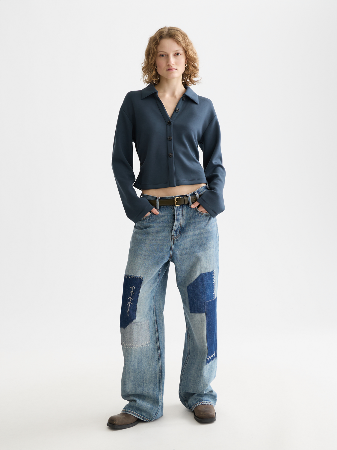 Long-sleeve Scotch & Soda modal shirt in a fitted design, featuring a soft fabric and classic style, front view.