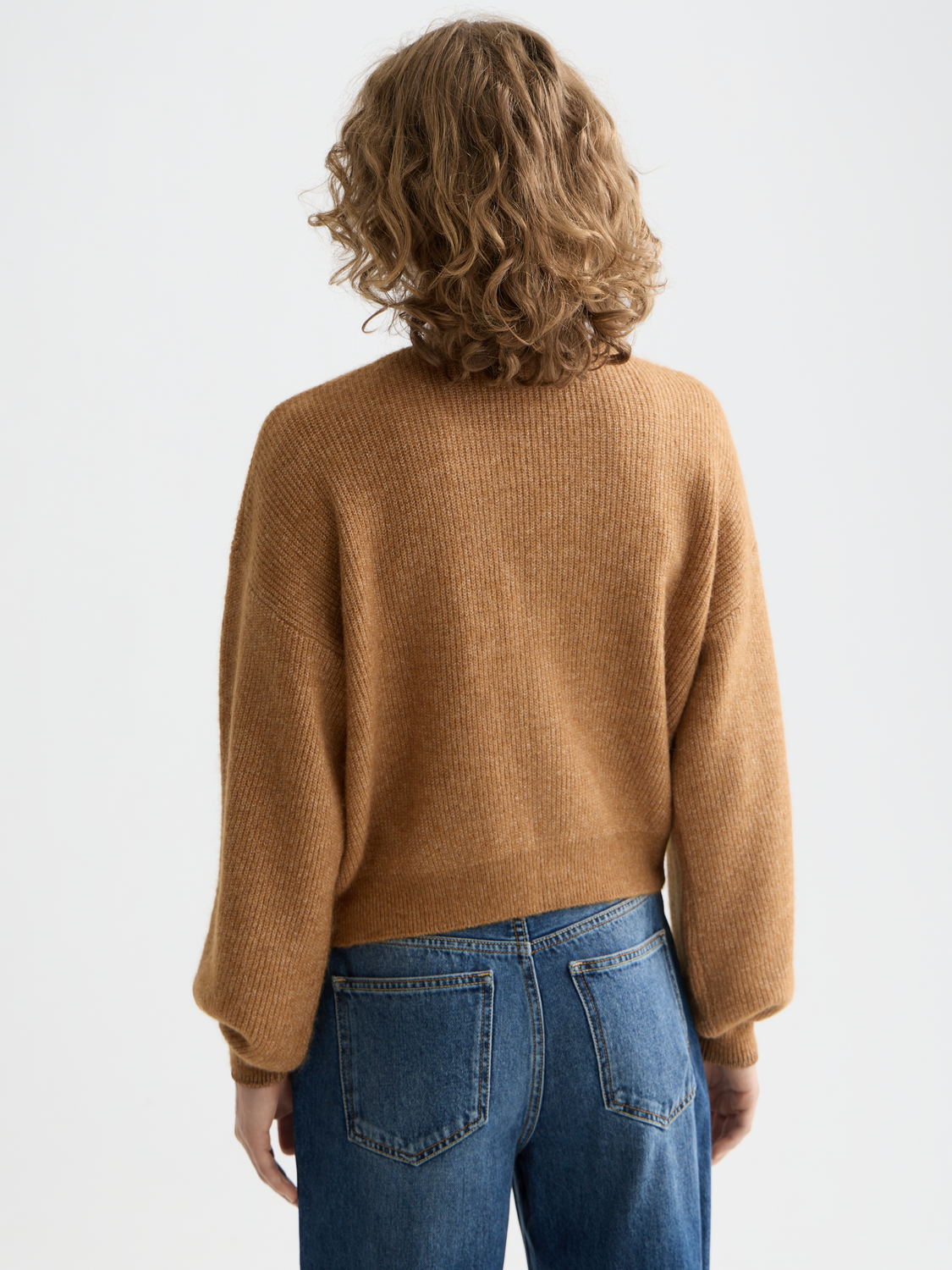 Fuzzy knit cardigan by Scotch & Soda, soft textured knitwear with a relaxed fit, shown from the back in the image.