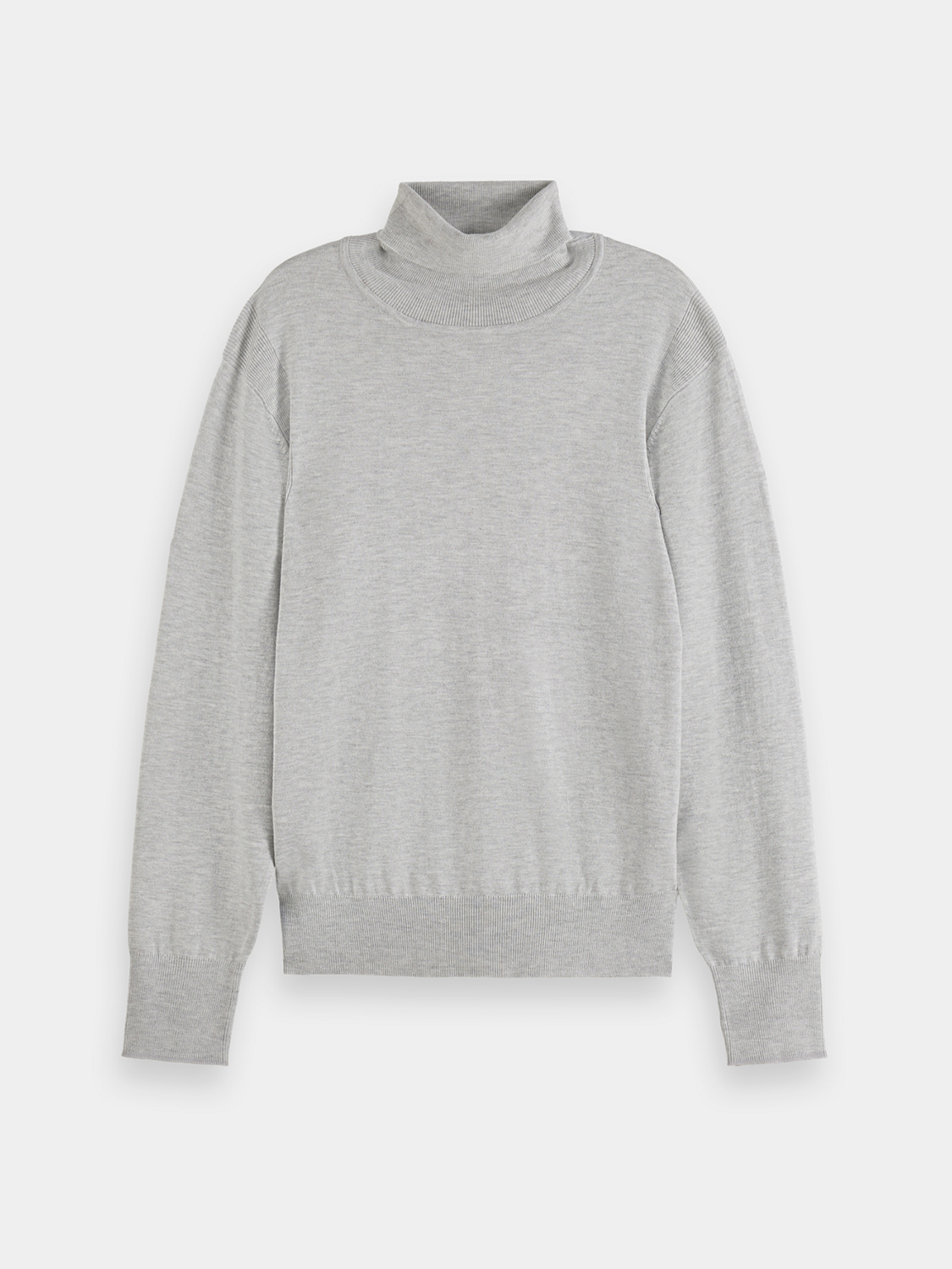 Relaxed fit Scotch & Soda knitwear roll neck pullover in soft fabric, shown in a cozy, casual style.