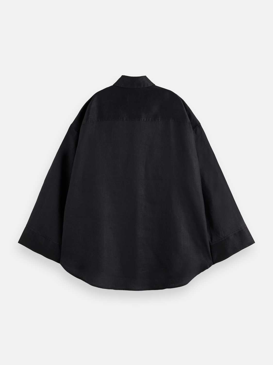Long-sleeve linen shirt by Scotch & Soda in black, featuring a relaxed fit and casual style.