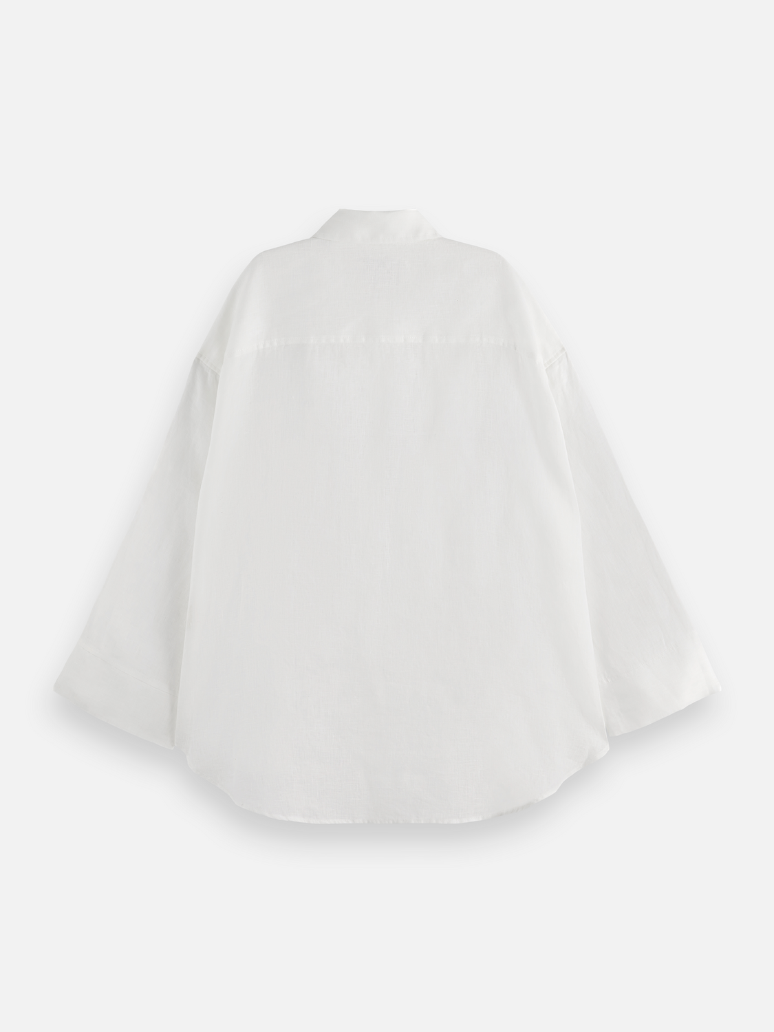 Long sleeve linen shirt from Scotch & Soda in dark color, shown with collar and button closure, casual and breathable design.