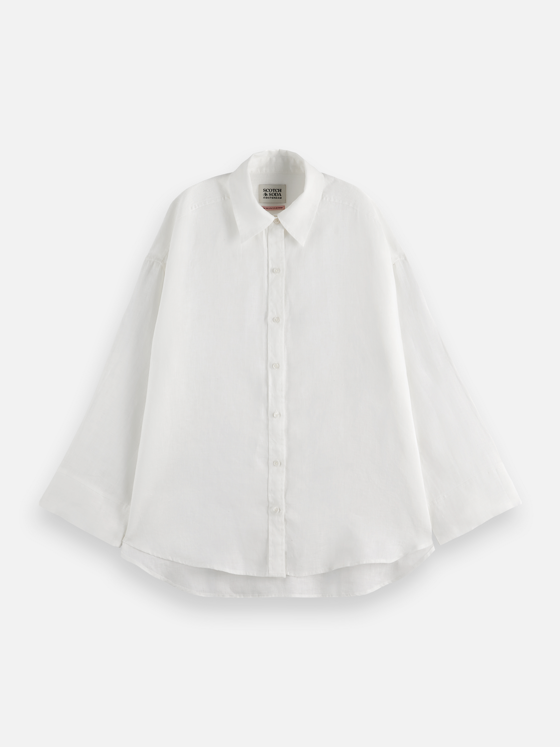Long-sleeve Scotch & Soda linen shirt with a relaxed fit, featuring a classic collar and button-front design.