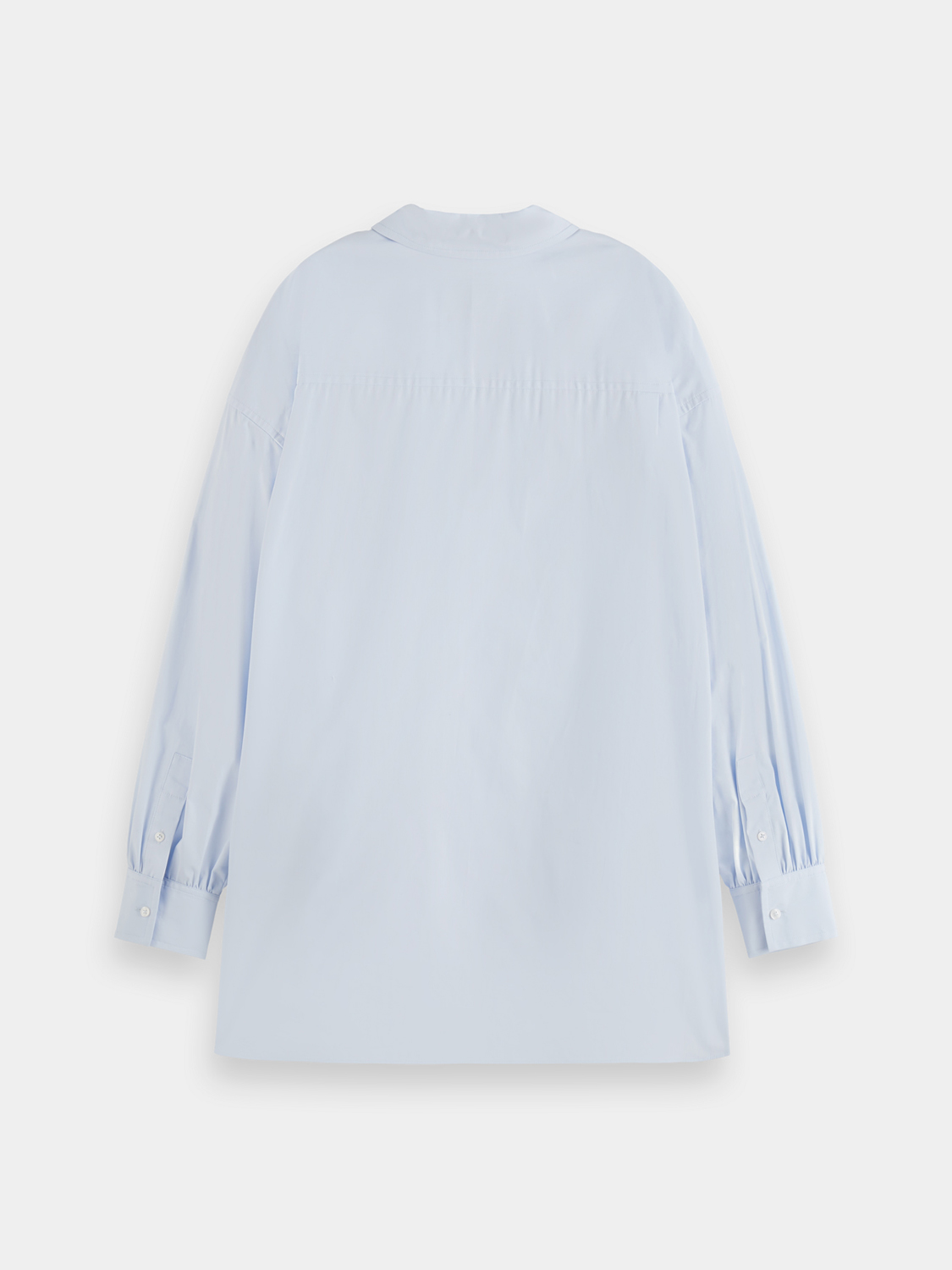 Black Scotch & Soda girlfriend poplin long-sleeve shirt displayed flat showing front view with collar and button details.