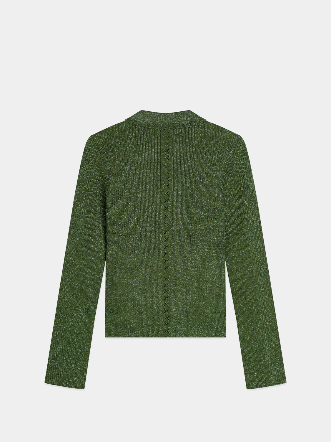 Metallic ribbed knitwear cardigan by Scotch & Soda, featuring a shiny, textured fabric with a button-up front and long sleeves.