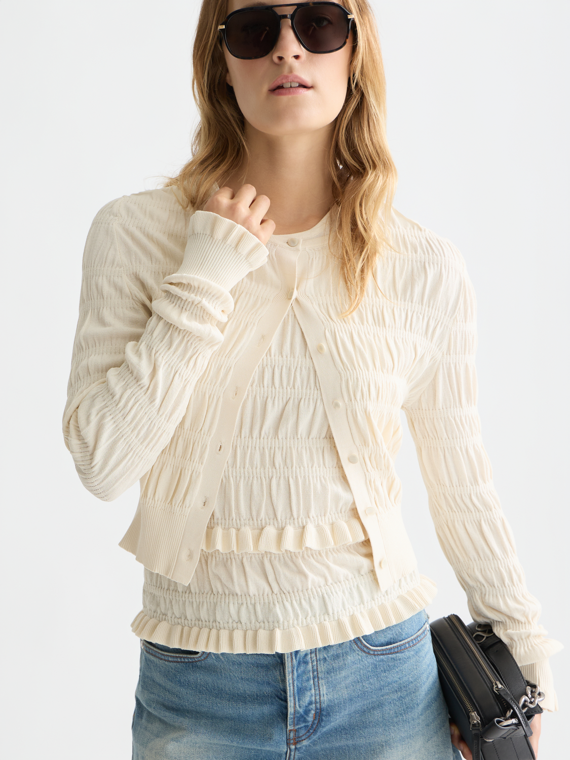 Smock stitch cardigan