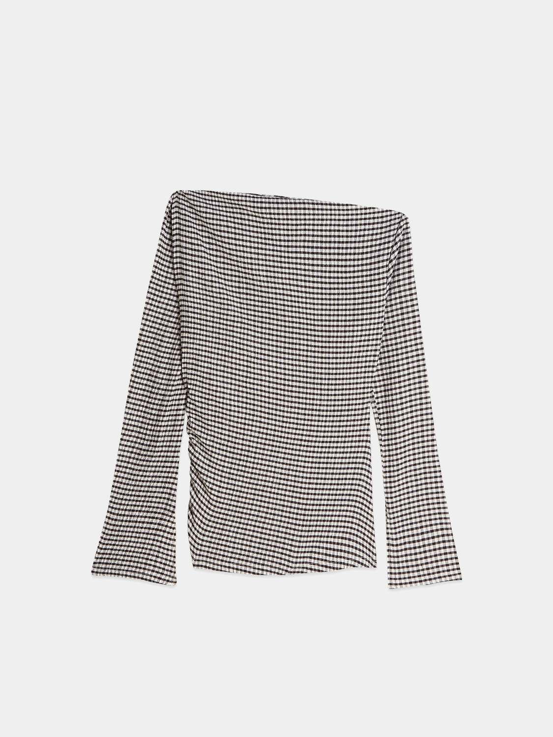 Scotch & Soda gingham long-sleeved t-shirt, casual design with buttoned collar and long sleeves, shown from back view.