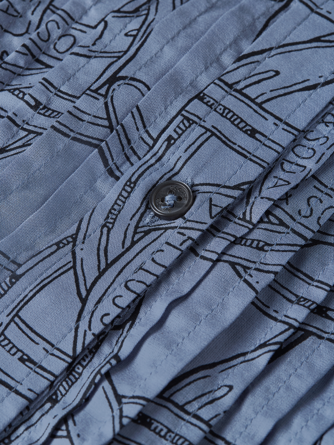 Long-sleeve Scotch & Soda pintuck shirt with a tailored fit and button-down collar, displayed on a neutral background.