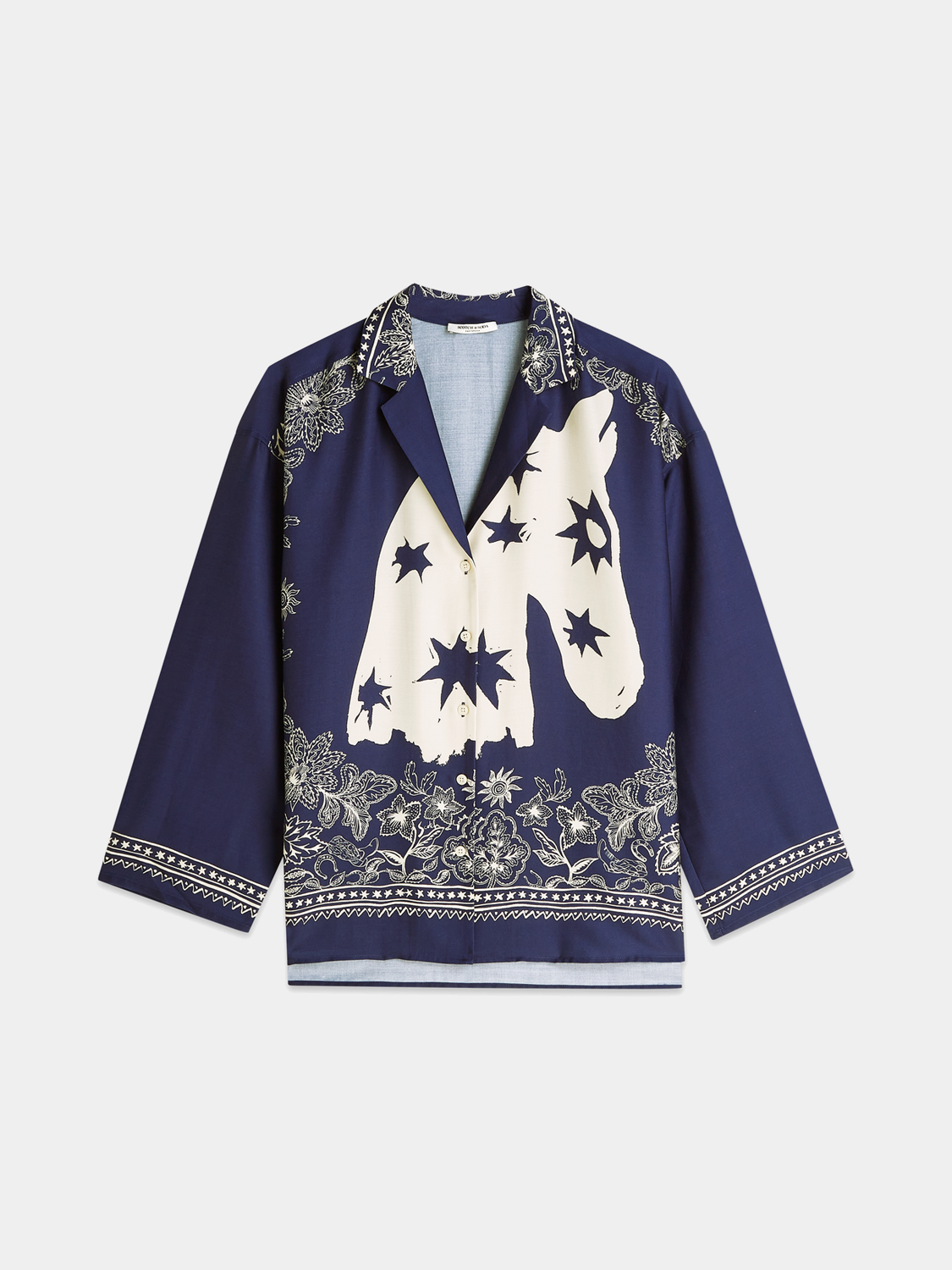 Long-sleeve printed shirt by Scotch & Soda, showcasing vibrant patterns and classic fit in a high-quality fabric.