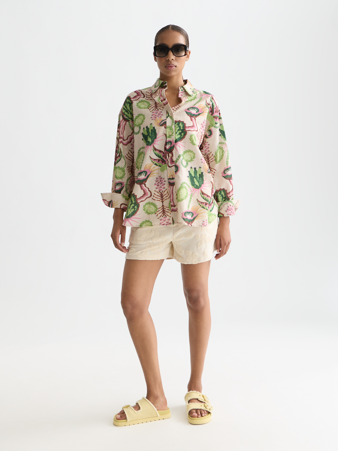 Long-sleeve printed shirt by Scotch & Soda featuring a vibrant pattern and classic fit, displayed on a neutral background.