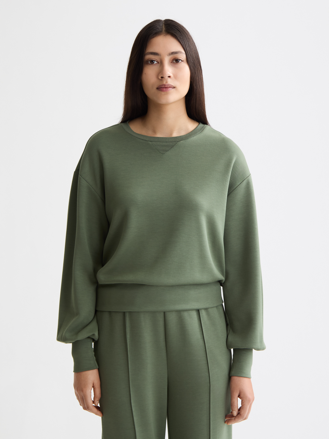 Light gray Scotch & Soda modal sweatshirt with a relaxed fit, featuring a crew neckline and soft, comfortable fabric.