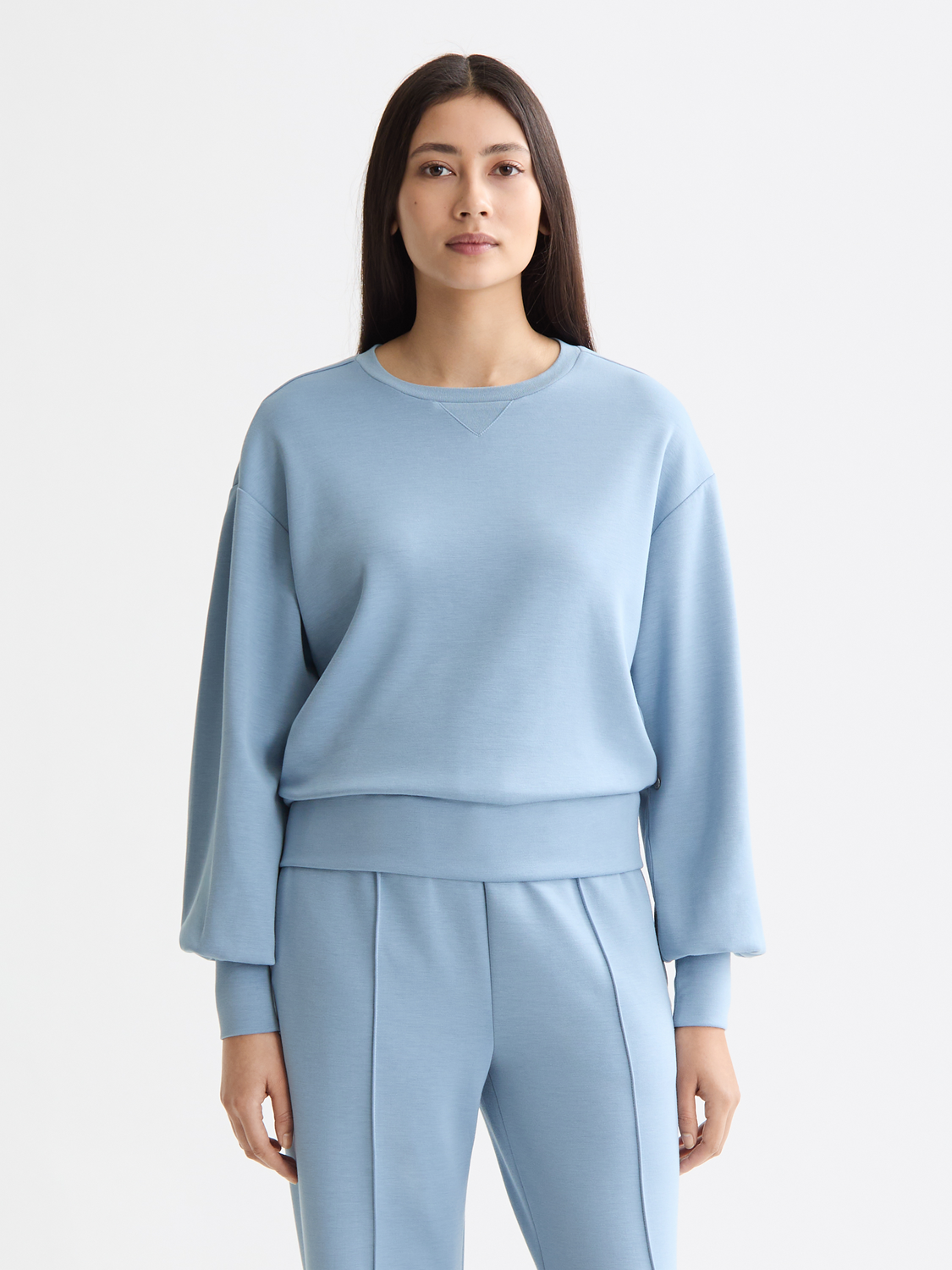 Light gray Scotch & Soda modal sweatshirt with a relaxed fit and soft fabric, featuring a classic crew neckline and minimal design.