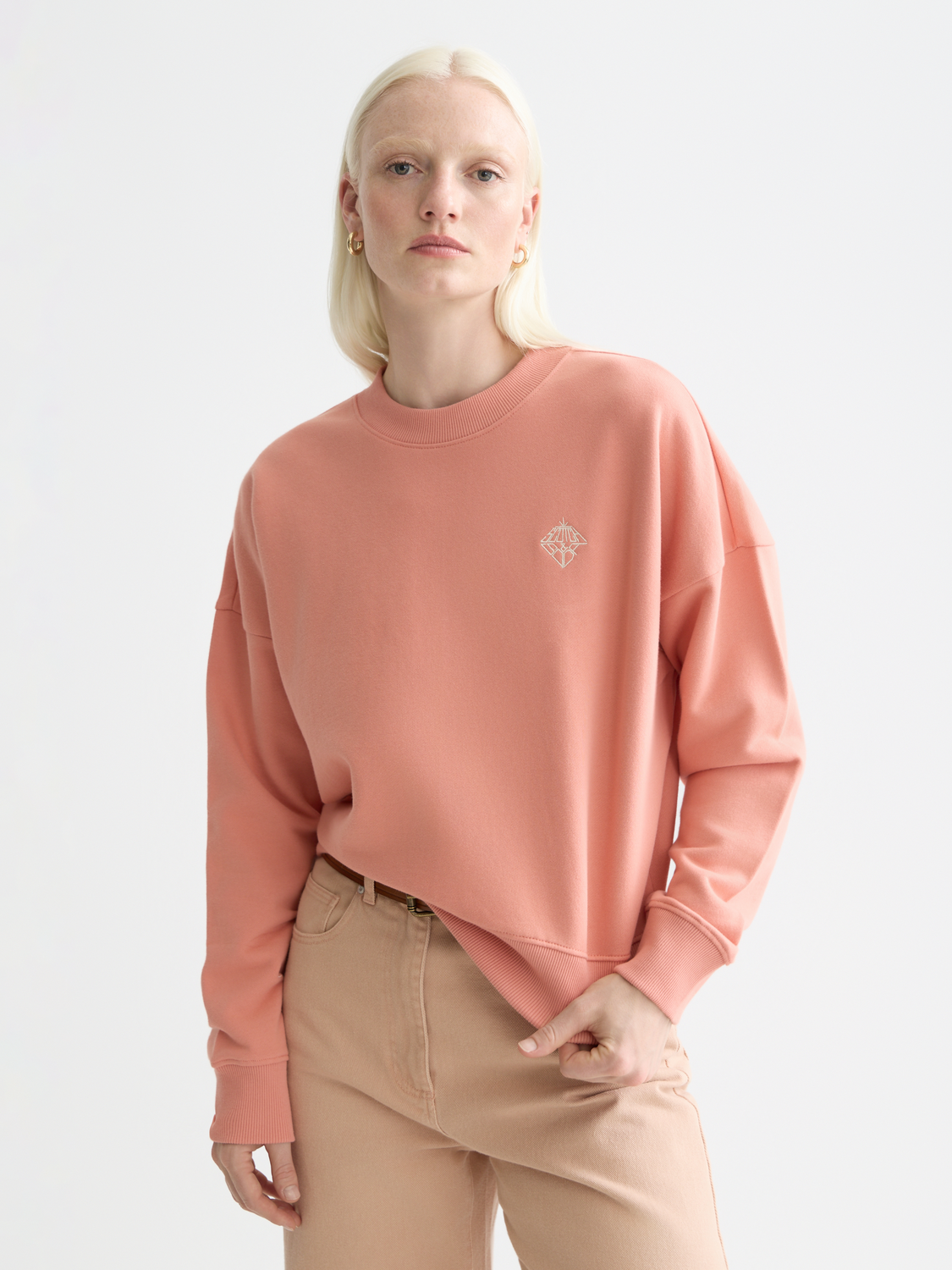 Blue Scotch & SODA embroidered logo sweatshirt with soft cotton material and relaxed fit.