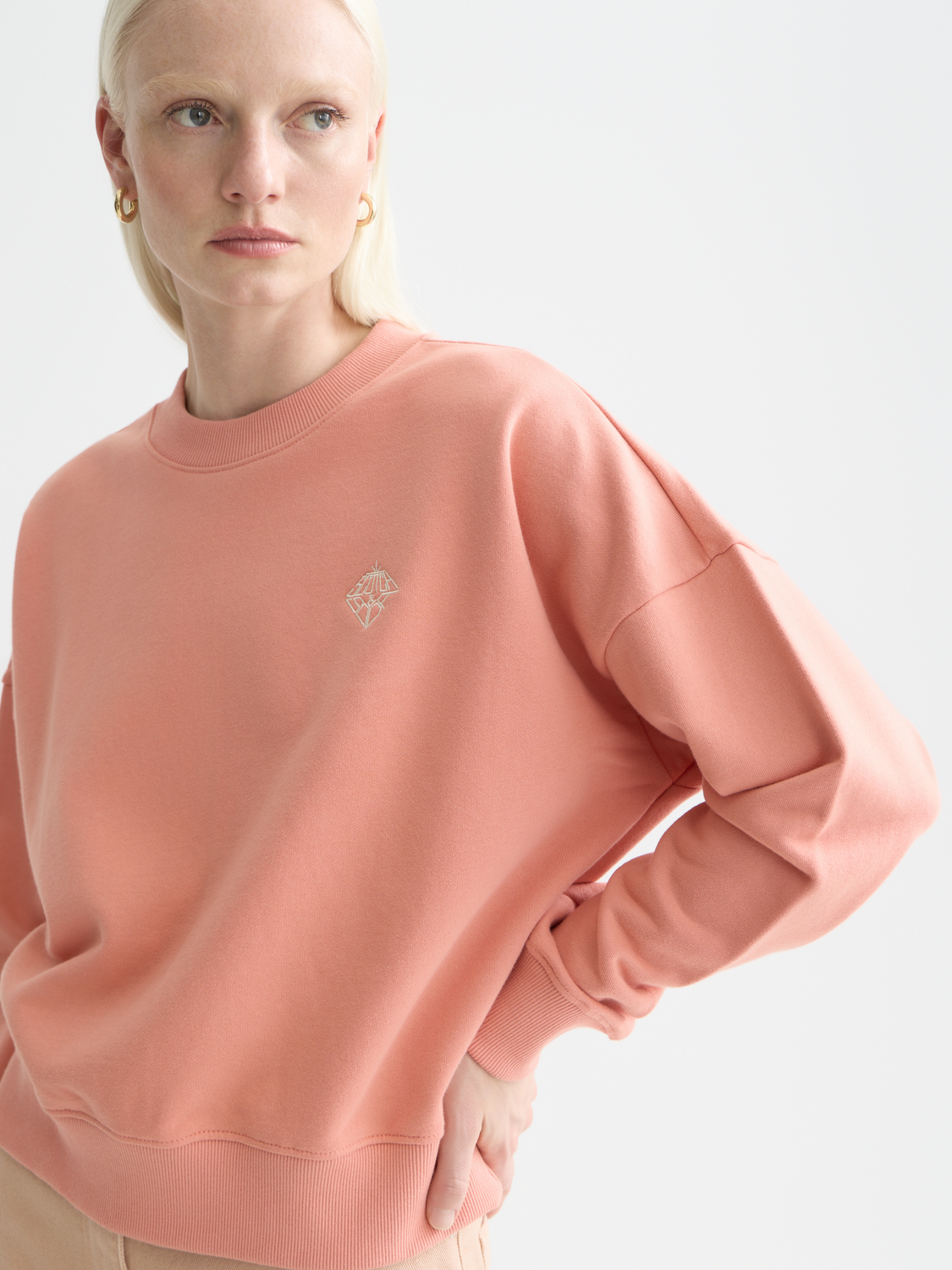 Scotch & Soda embroidered logo sweatshirt, navy blue sweatshirts with stylish logo embroidery on front, casual and comfortable.
