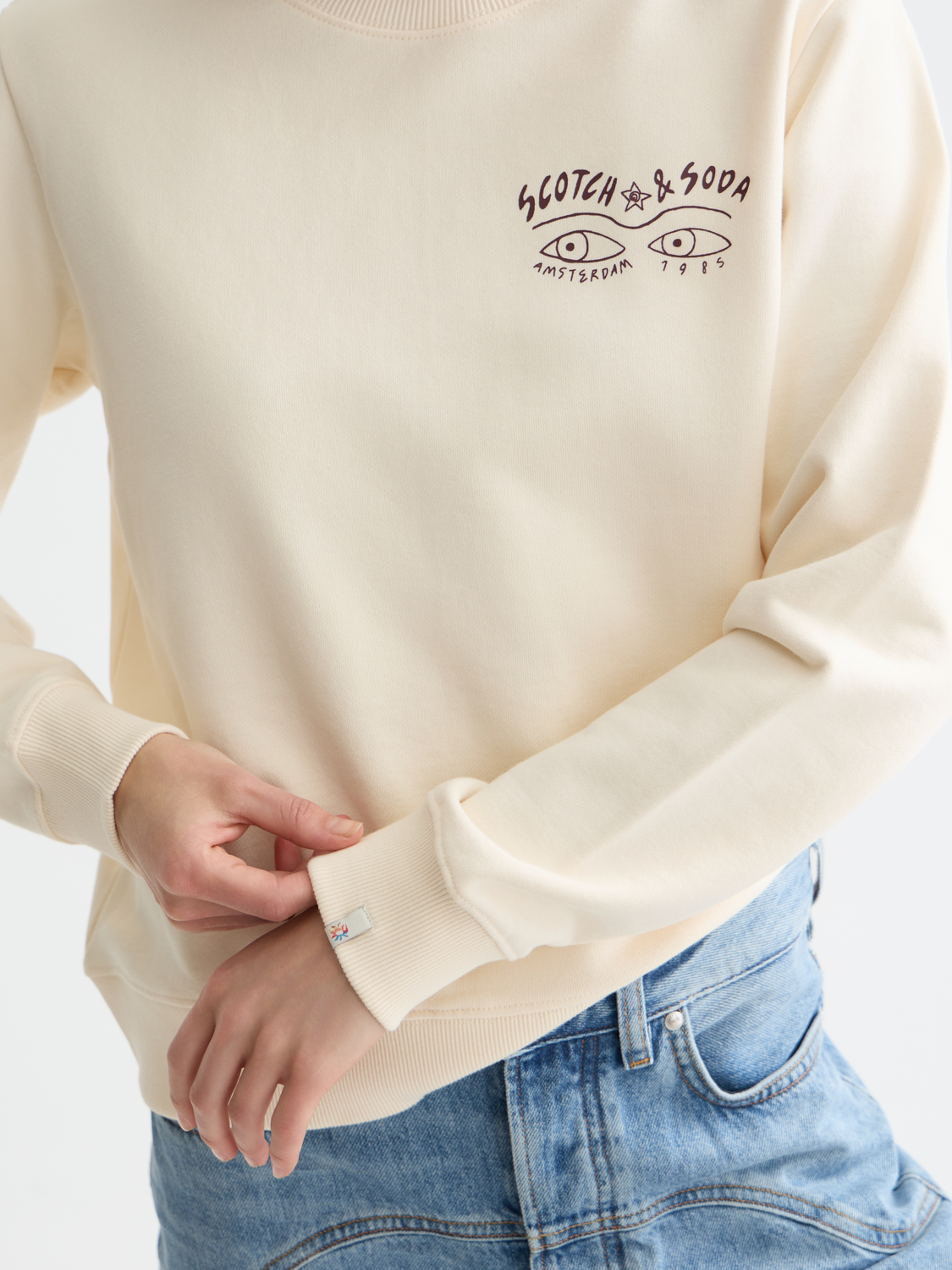 SCOTCH & SODA artwork sweatshirt featuring a colorful graphic print on soft, casual sweats for comfortable streetwear style.