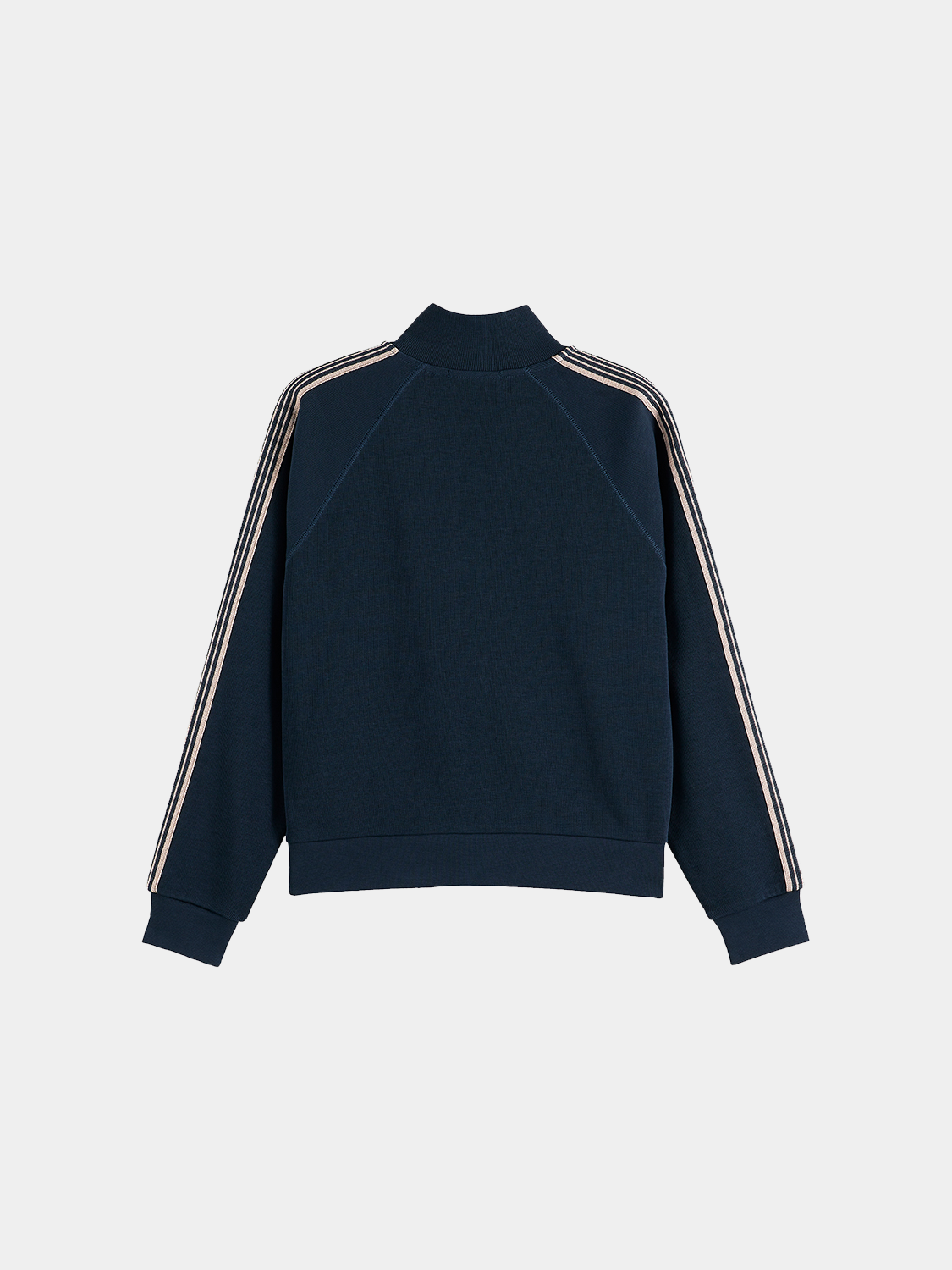 Black Scotch & Soda zip-through sweatshirt with a front zipper and ribbed cuffs, casual and comfortable for everyday wear.