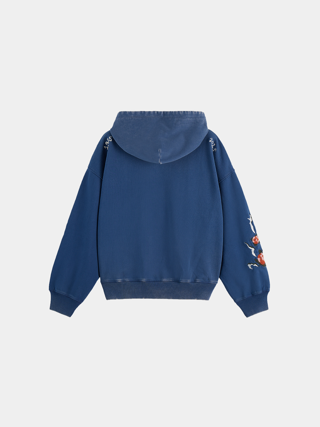 Washed artwork hoodie by Scotch & Soda, navy sweat with artistic print on the back and comfortable casual fit.