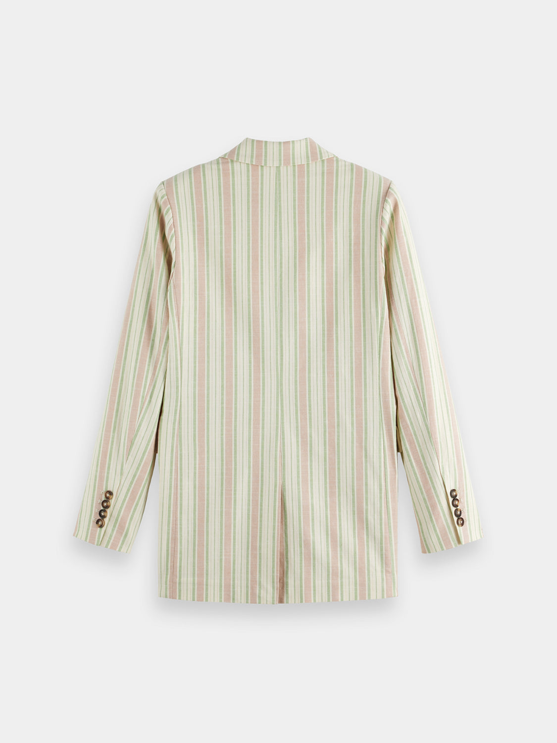 Black Lurex striped blazer from Scotch & Soda, featuring metallic shimmer and tailored fit, displayed on a hanger.