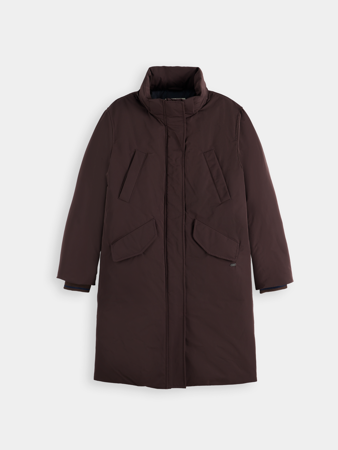 SCOTCH & SODA city parka jacket with hood, front pockets, and quilted design, suitable for urban winter wear.