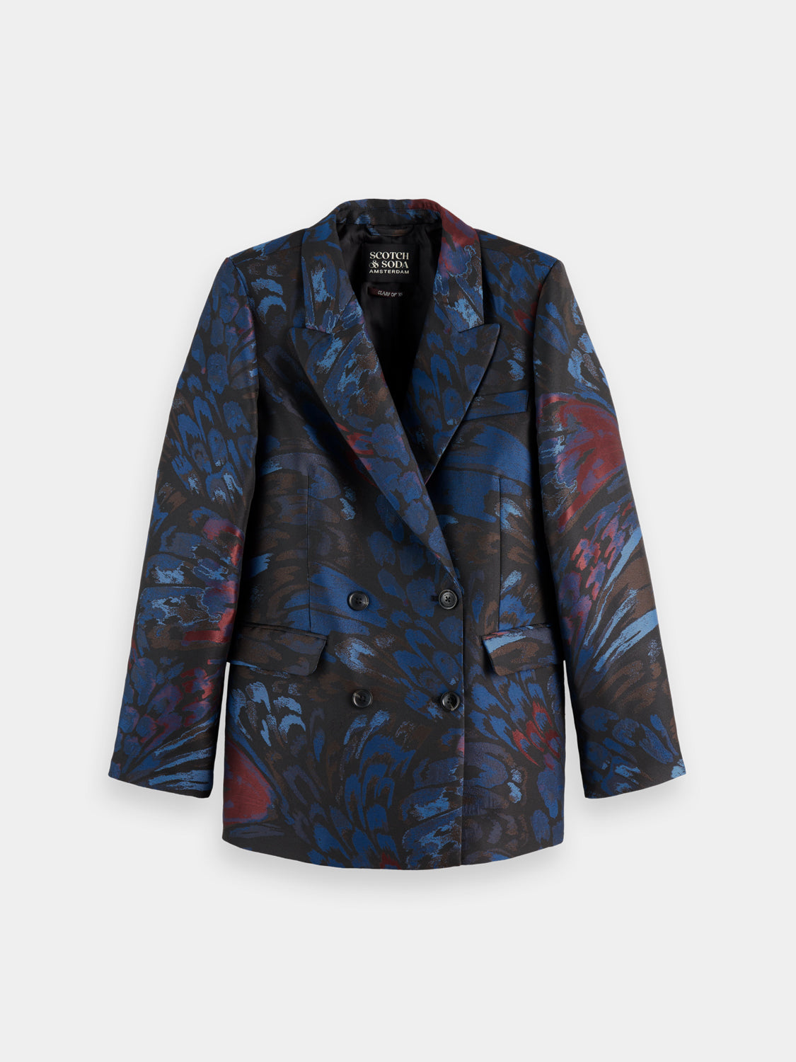 Scotch & Soda jacquard blazer with intricate woven pattern, tailored fit, and classic lapel design.