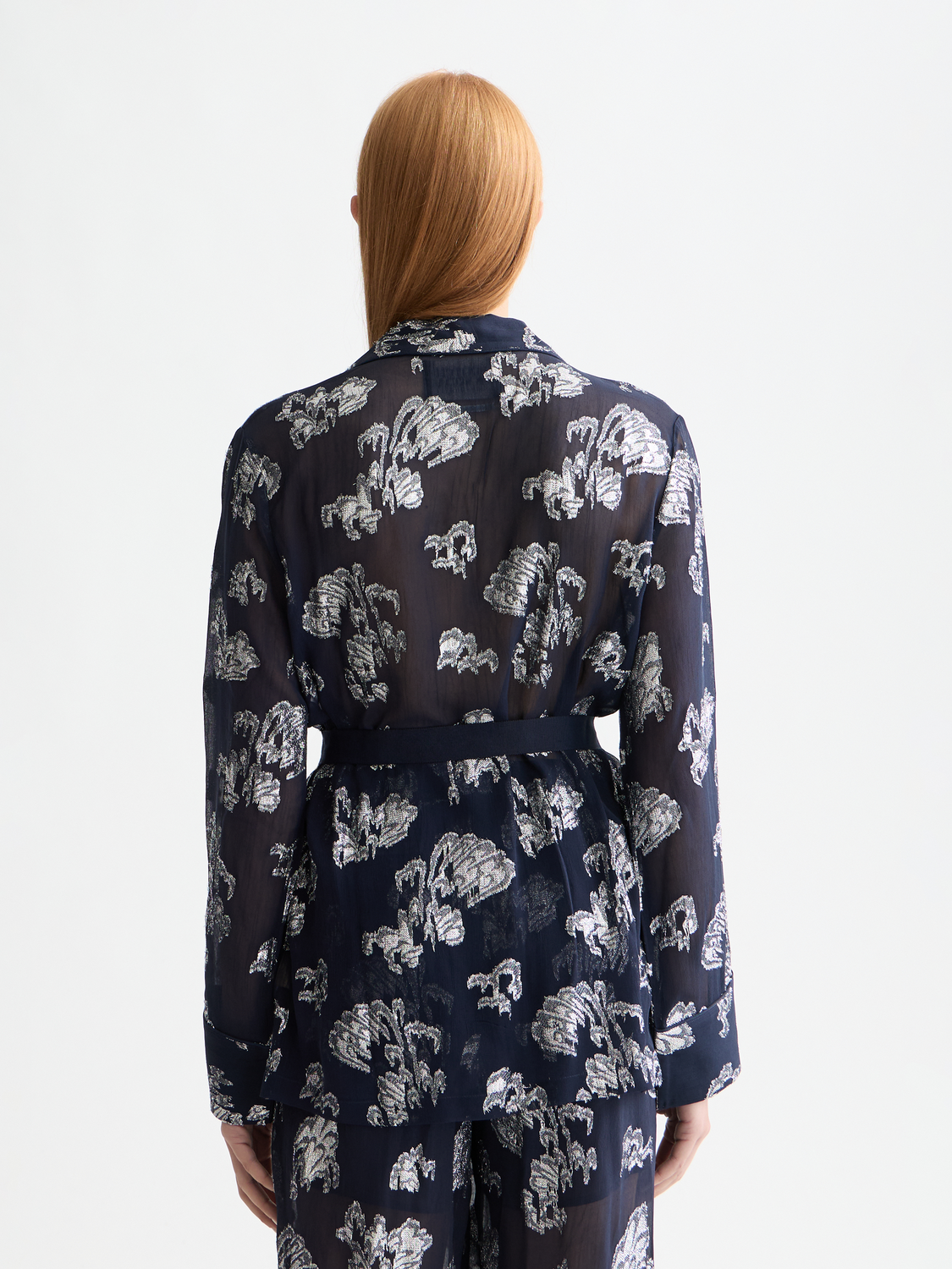 Scotch & Soda pyjama blazer with tailored fit, soft fabric, and classic design, shown from the back.