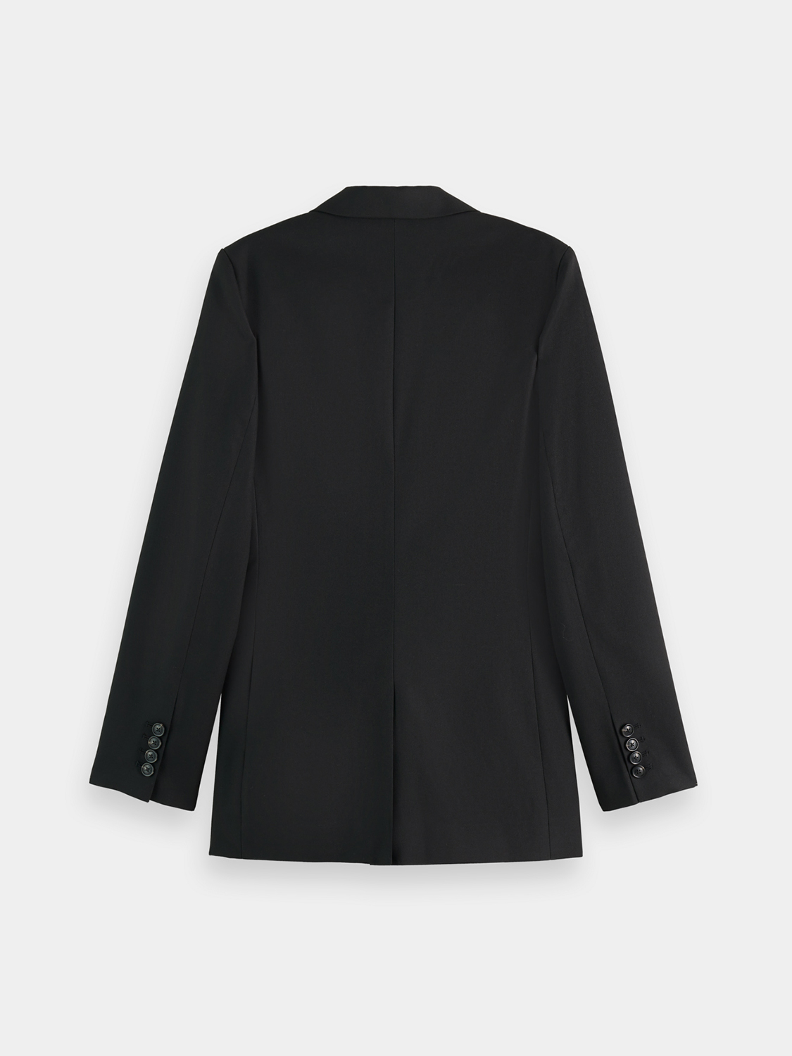 Black single-breasted fitted blazer by Scotch & Soda, tailored with a structured design and classic lapel details.