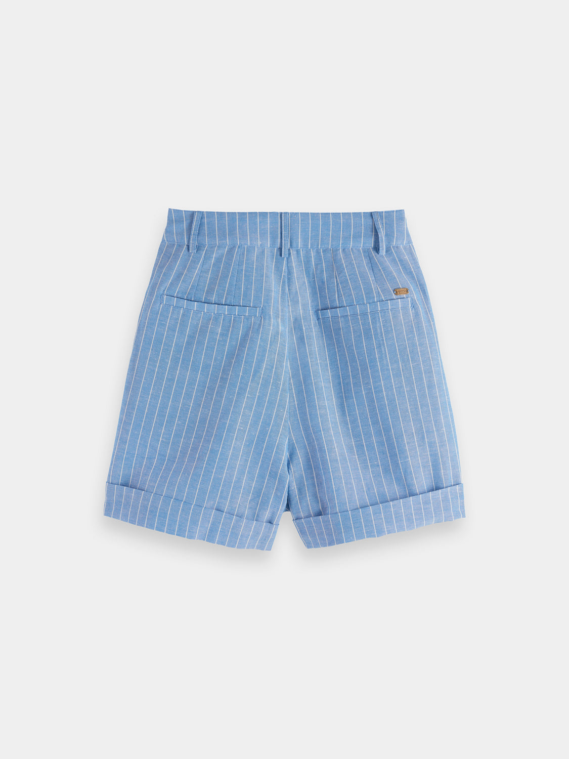 Printed shorts from Scotch & Soda featuring vibrant, colorful patterns and a relaxed fit, shown from the back view.