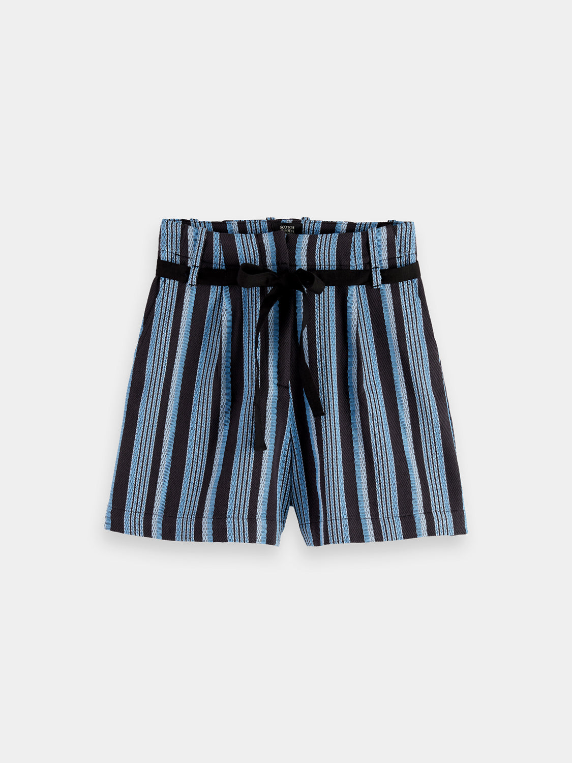 Striped shorts from Scotch & Soda featuring a casual fit and vibrant pattern, displayed on a neutral background.