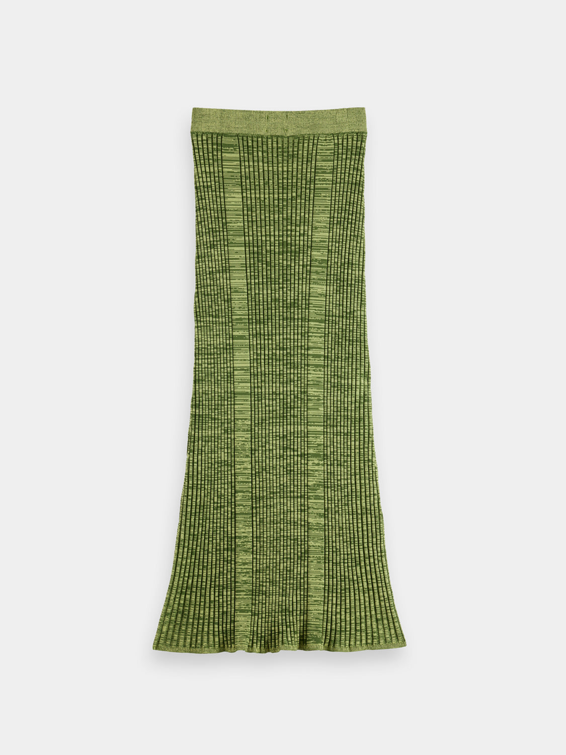 Black ribbed knitted maxi skirt by SCOTCH & SODA, featuring a long, fitted design with a textured knit pattern.