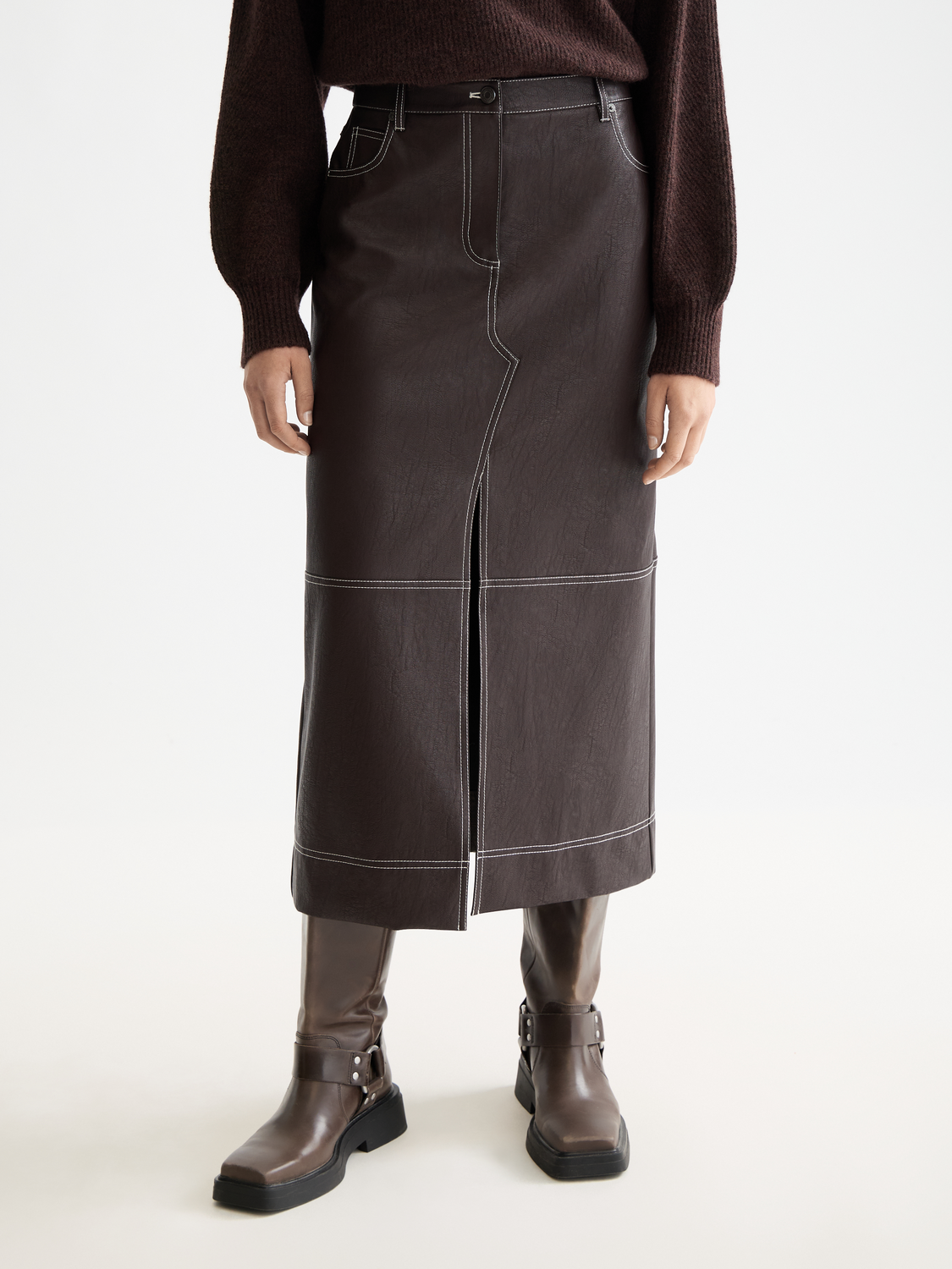 Faux leather midi skirt - Scotch & Soda NZ