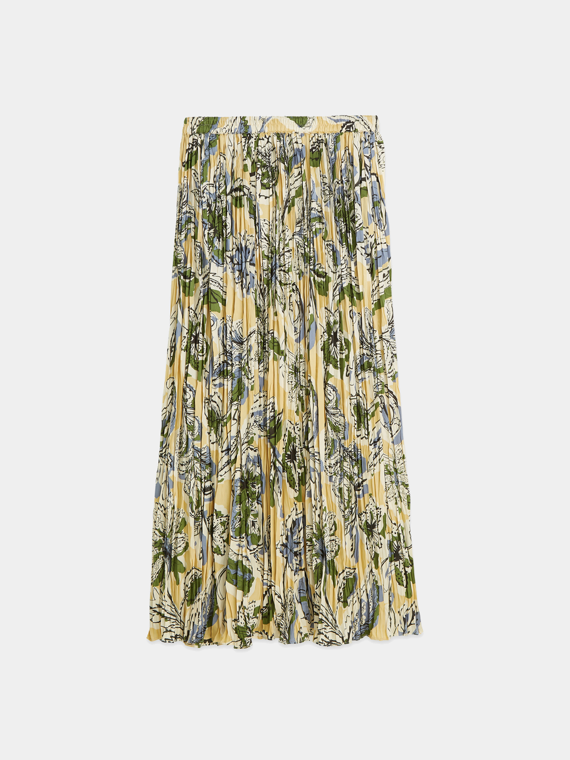 Black printed micro pleat skirt from Scotch & Soda, showcasing lightweight fabric and intricate pleated design.