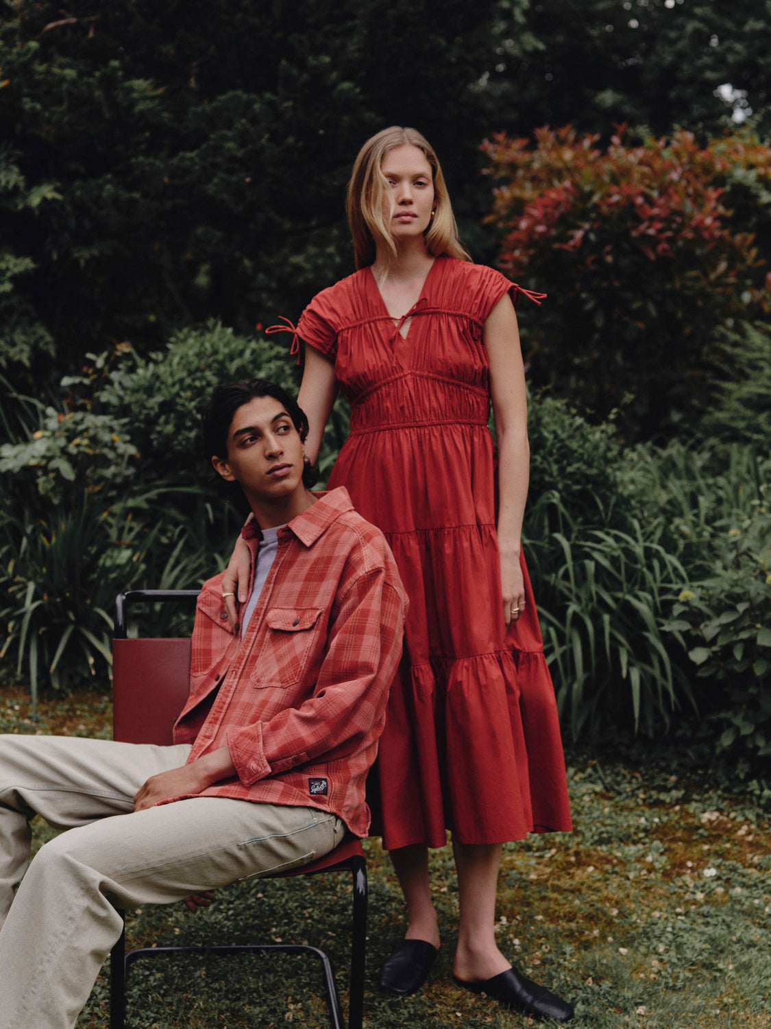 Scotch & Soda gathered midi dress with flowy fabric, sleeveless design, and elegant silhouette perfect for summer wear.