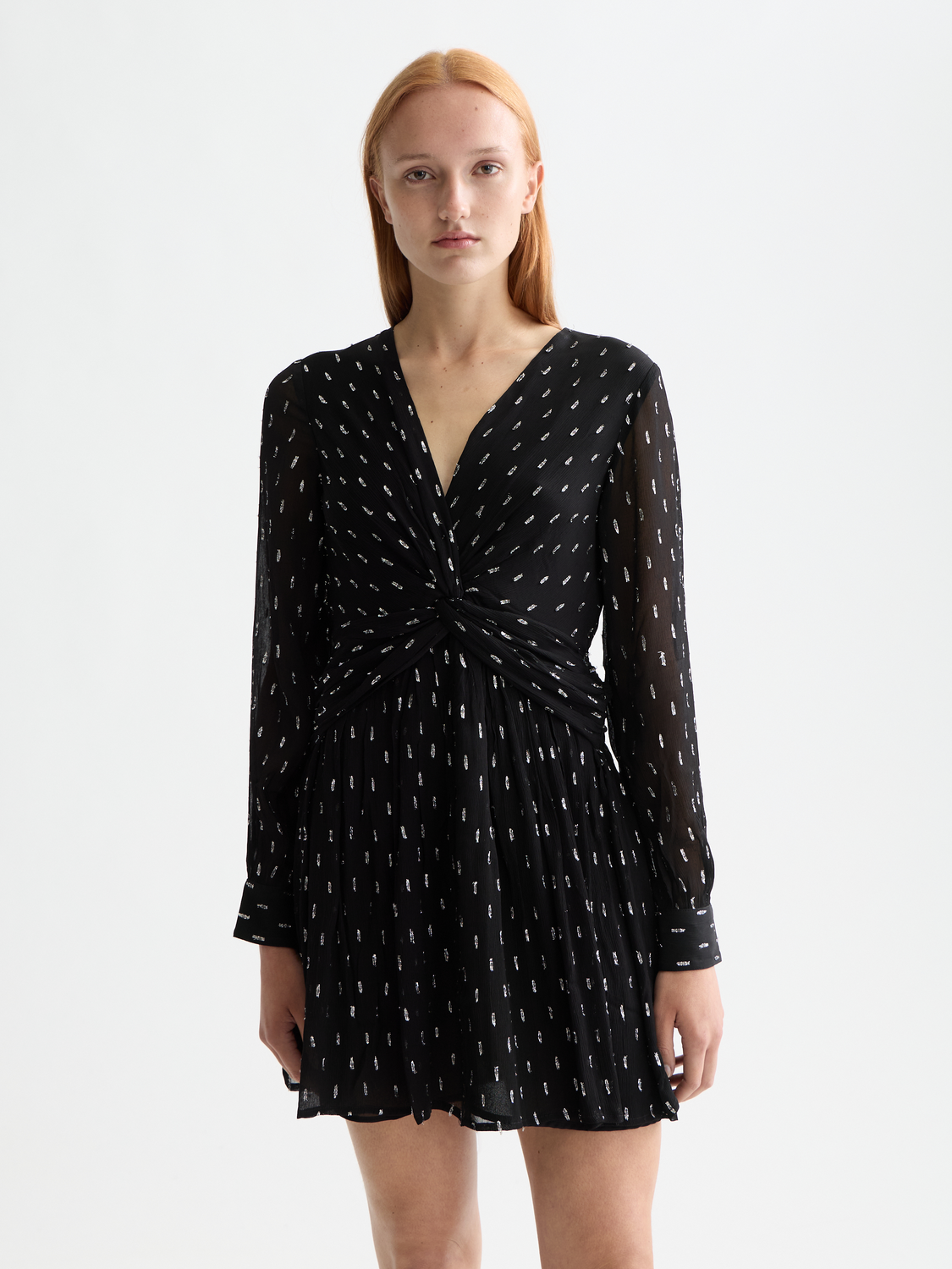 SCOTCH & SODA mini dress with drapey front, featuring a relaxed silhouette and soft fabric texture