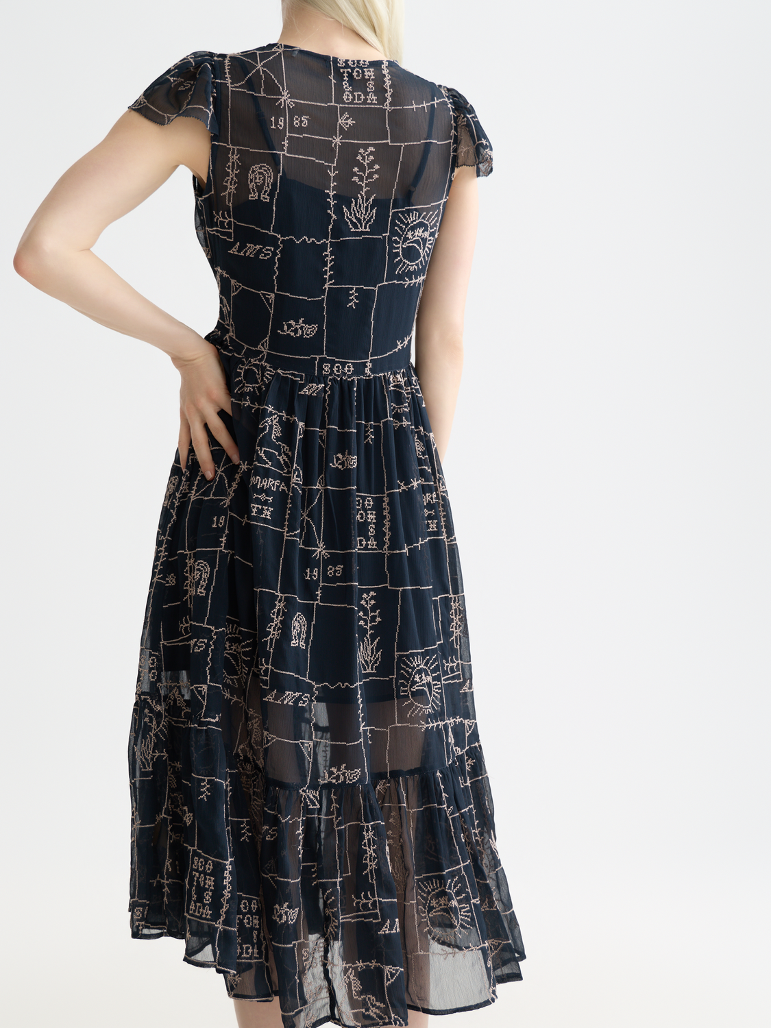 Embroidered midi dress
