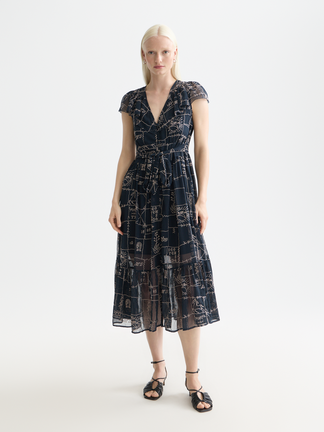 Embroidered midi dress