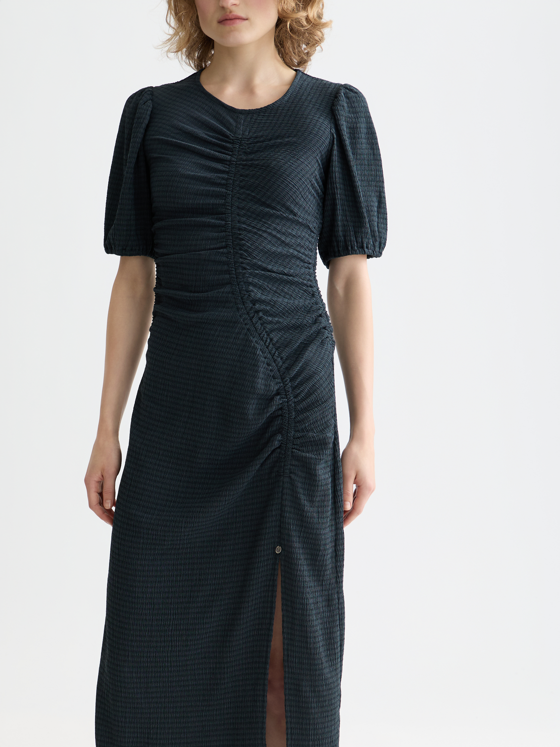 Gathered midi dress from Scotch & Soda featuring a flowy, lightweight fabric and a stylish, casual design.