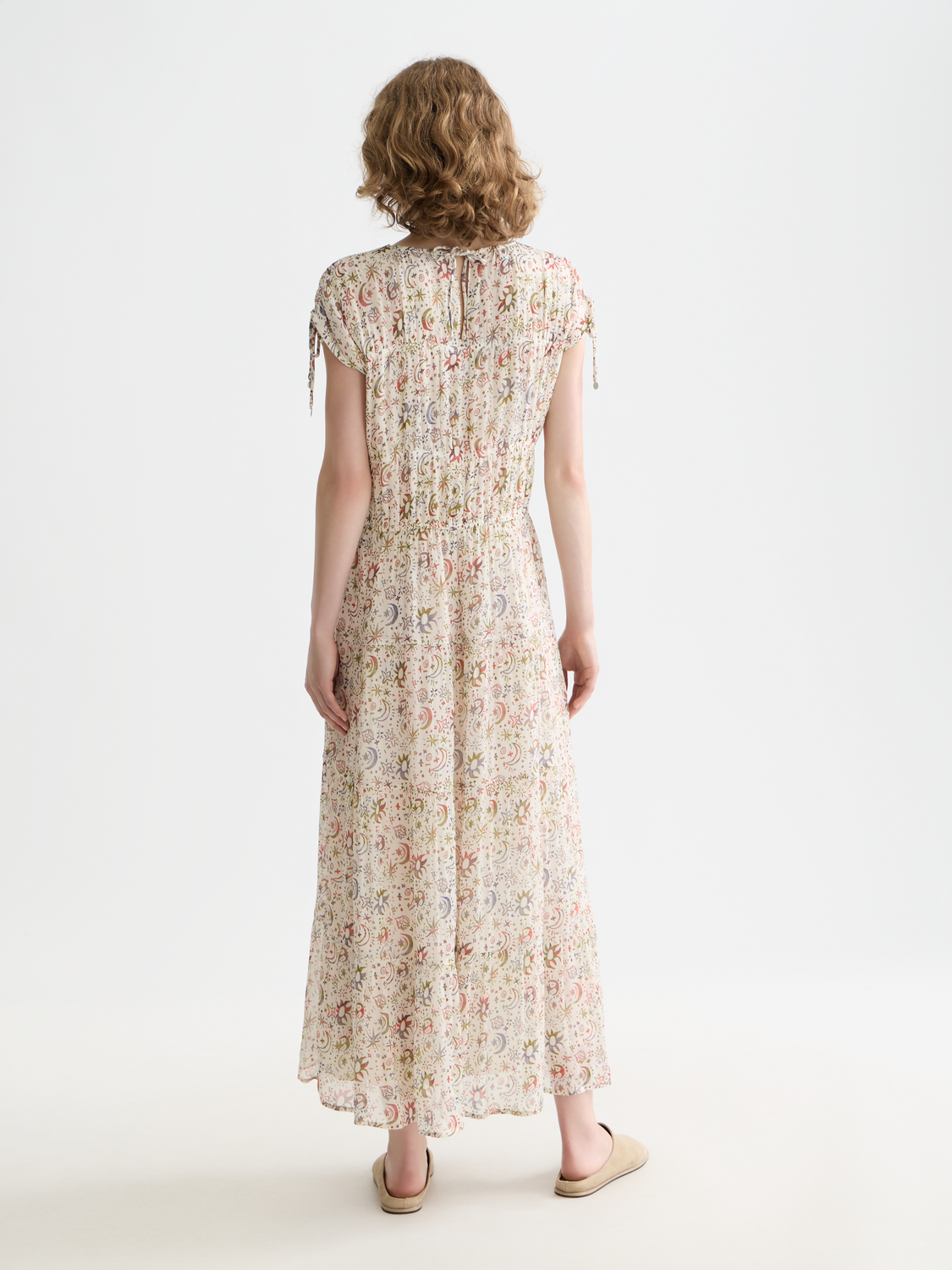 Gathered midi dress by Scotch & Soda with a flowy silhouette, featuring a fitted waist and soft fabric in a stylish design.