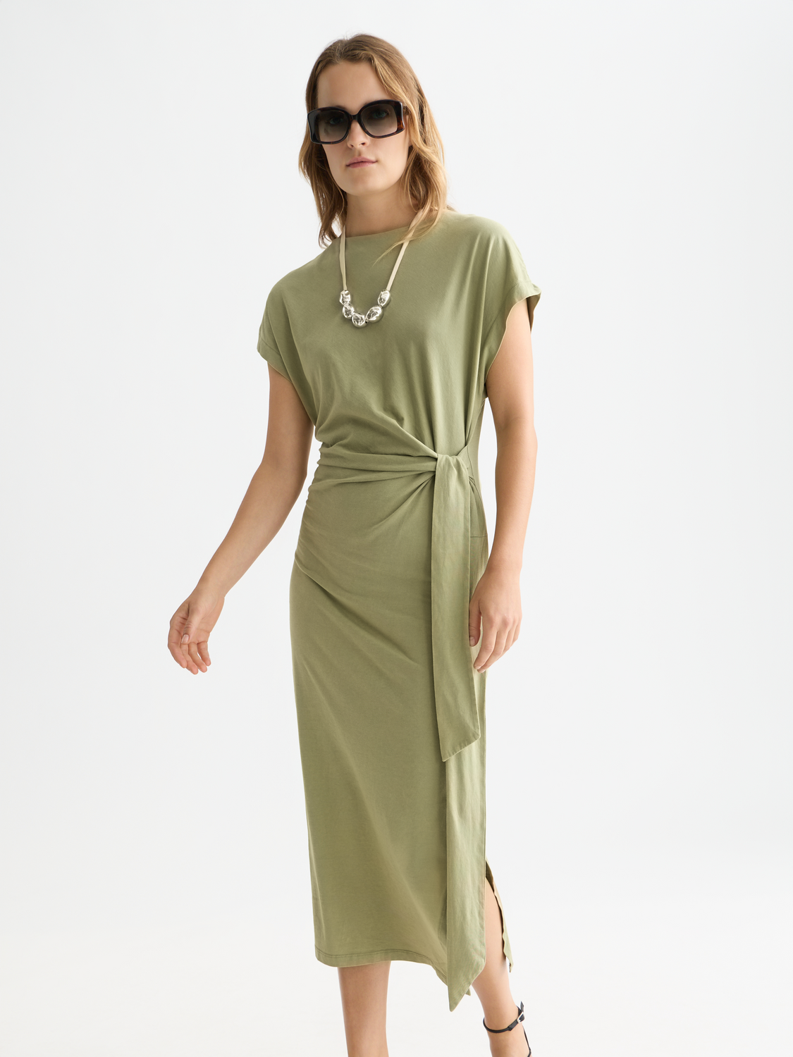 Knotted midi dress by Scotch & Soda featuring a stylish design, flowing fabric, and a fitted waist for a chic look.