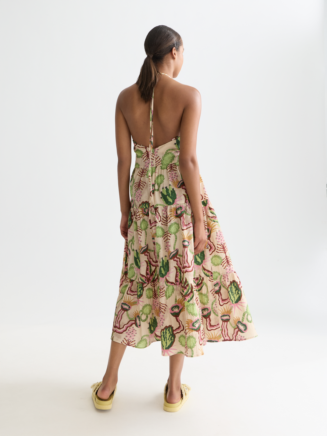 Seersucker midi dress by Scotch & Soda featuring a striped pattern, sleeveless design, and a relaxed fit.