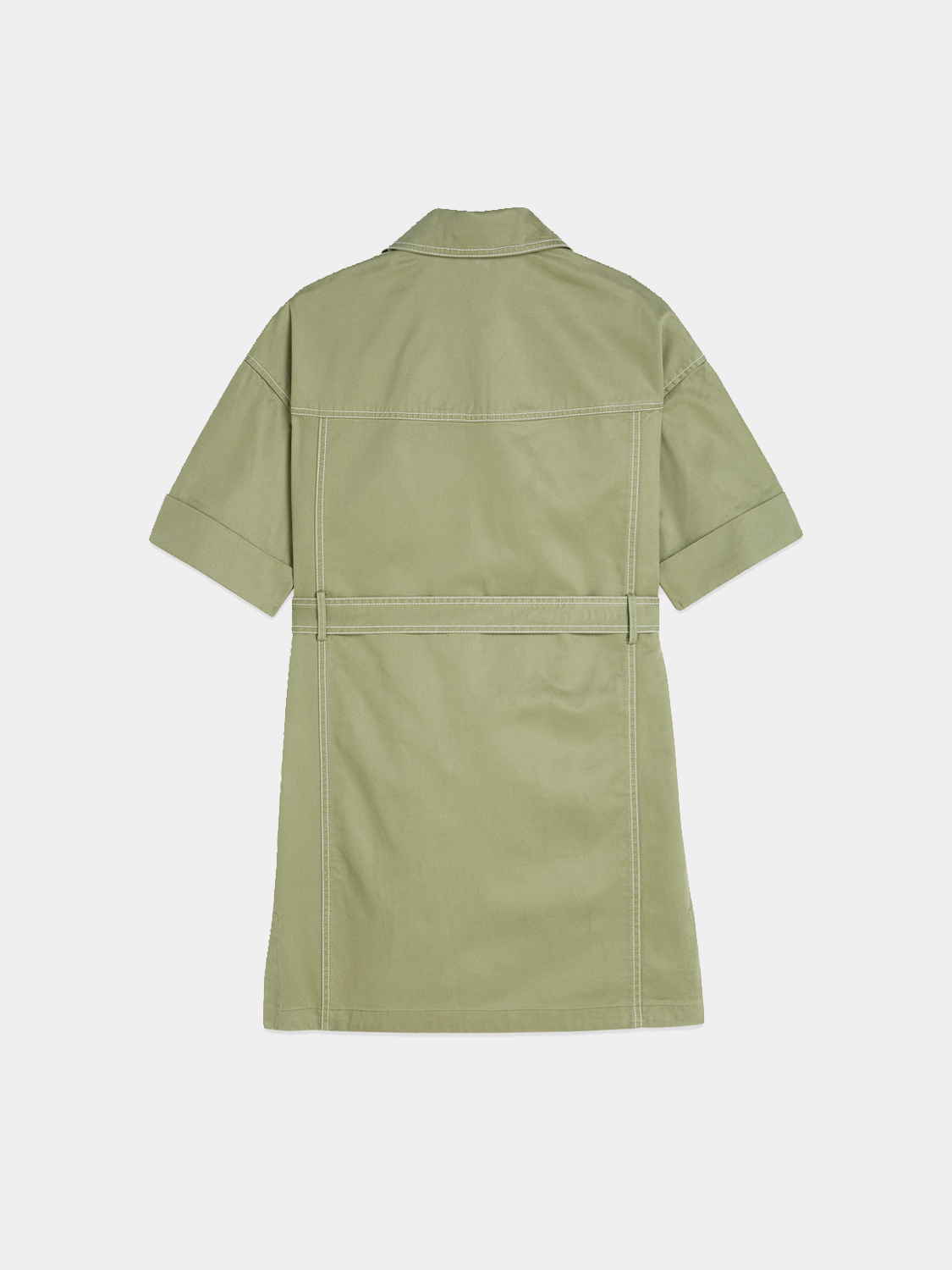 Black belted utility mini dress by Scotch & Soda, featuring a fitted silhouette and practical design details.