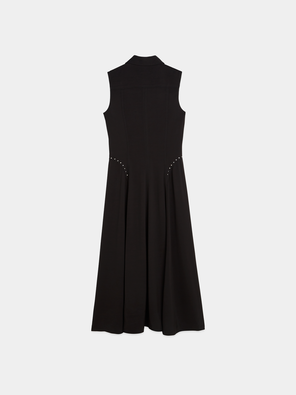 Black studded button midi dress by Scotch & Soda, featuring a fitted silhouette and stylish button details.