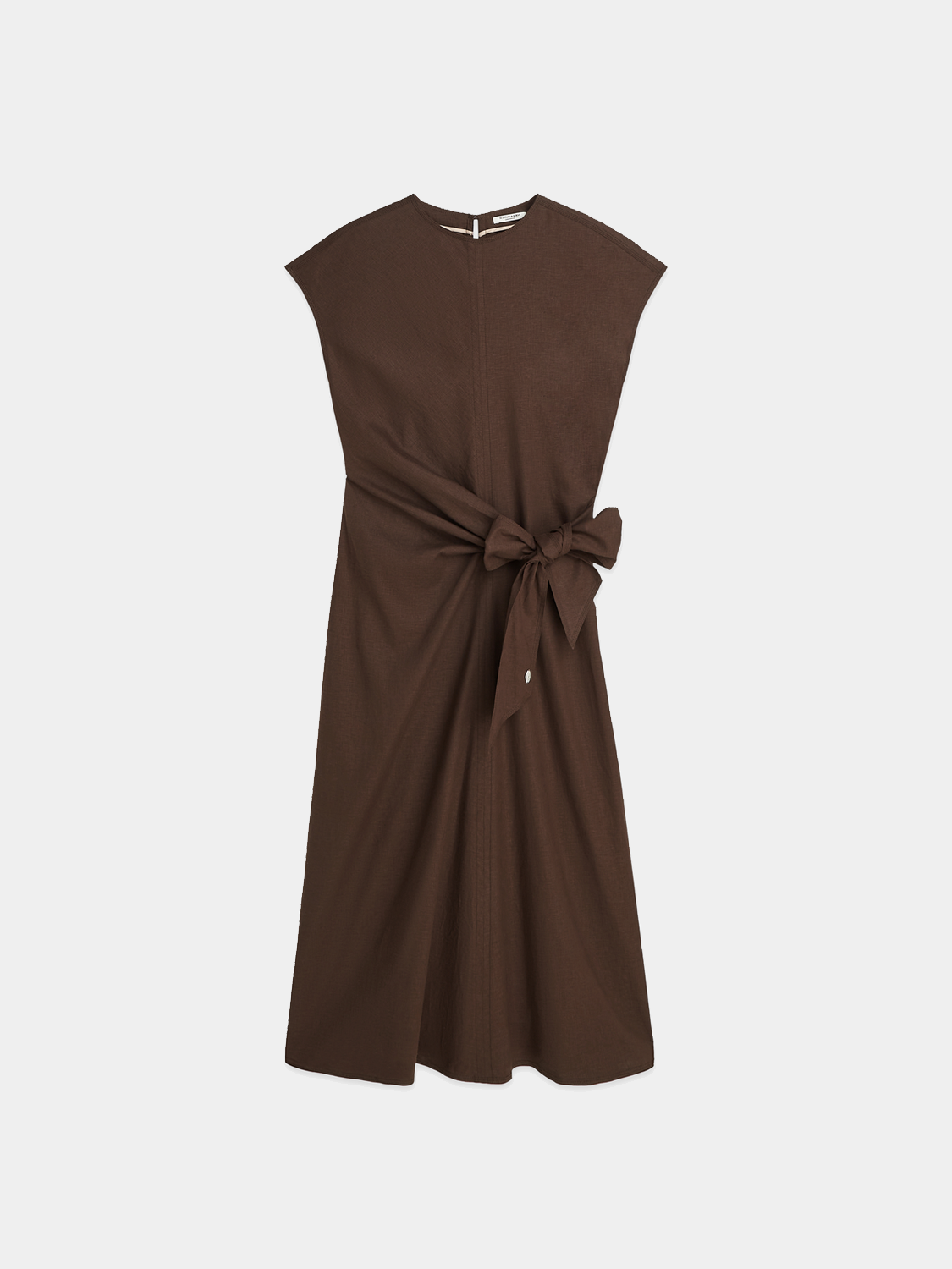 Linen-blend tie dress by Scotch & Soda featuring a relaxed fit, waist tie, and casual style, perfect for summer wear.