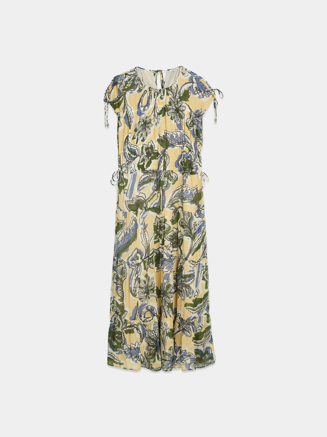 Printed maxi dress from Scotch & Soda featuring a vibrant floral pattern and flowing fabric, perfect for summer wear.