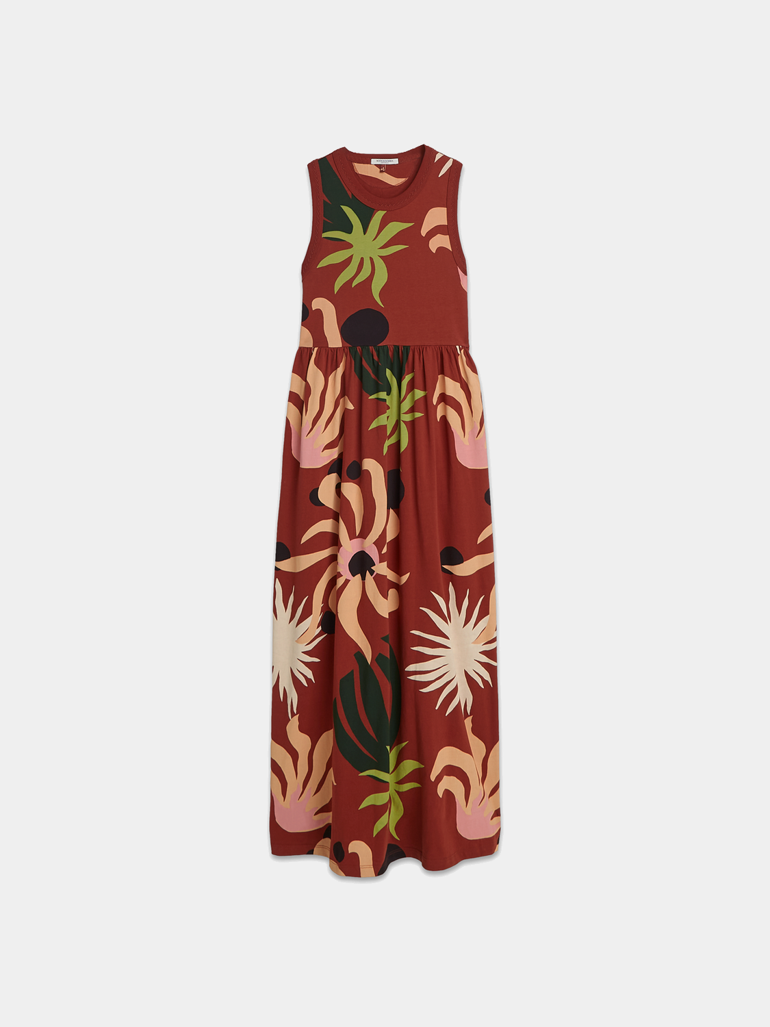 Printed tank midi dress by Scotch & Soda featuring a flowy silhouette and vibrant floral pattern.
