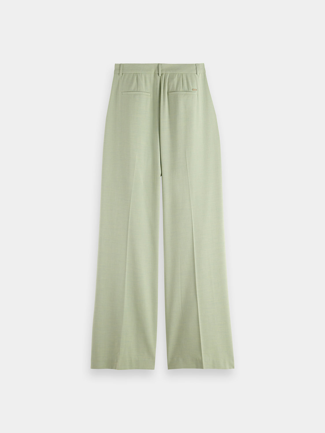Wide-fit rose-colored pants from Scotch & Soda featuring a relaxed style and tailored fit, shown from the back view.