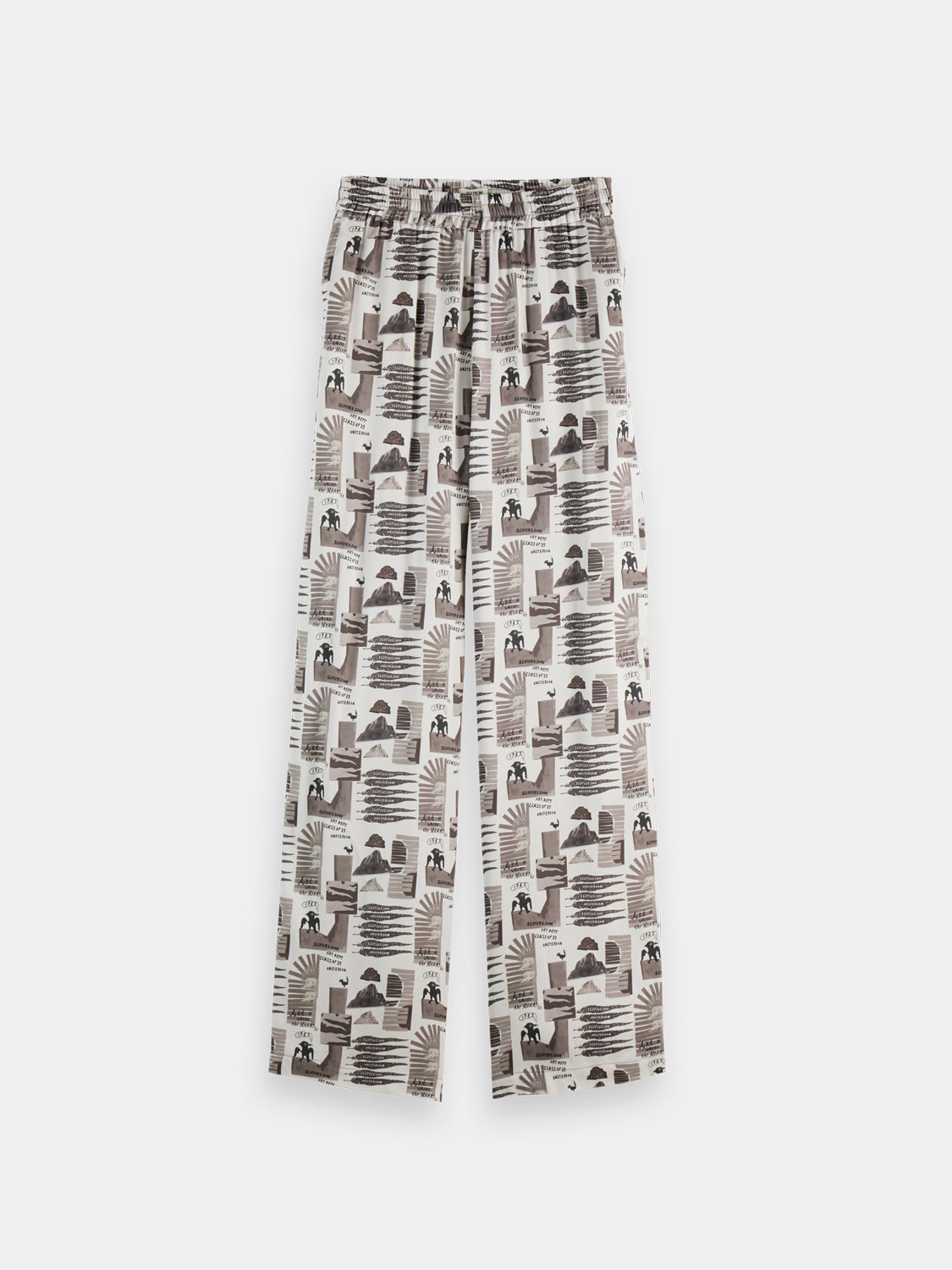 SCOTCH & SODA Gia wide-fit pants in neutral fabric, showing the relaxed fit and stylish design on a model.