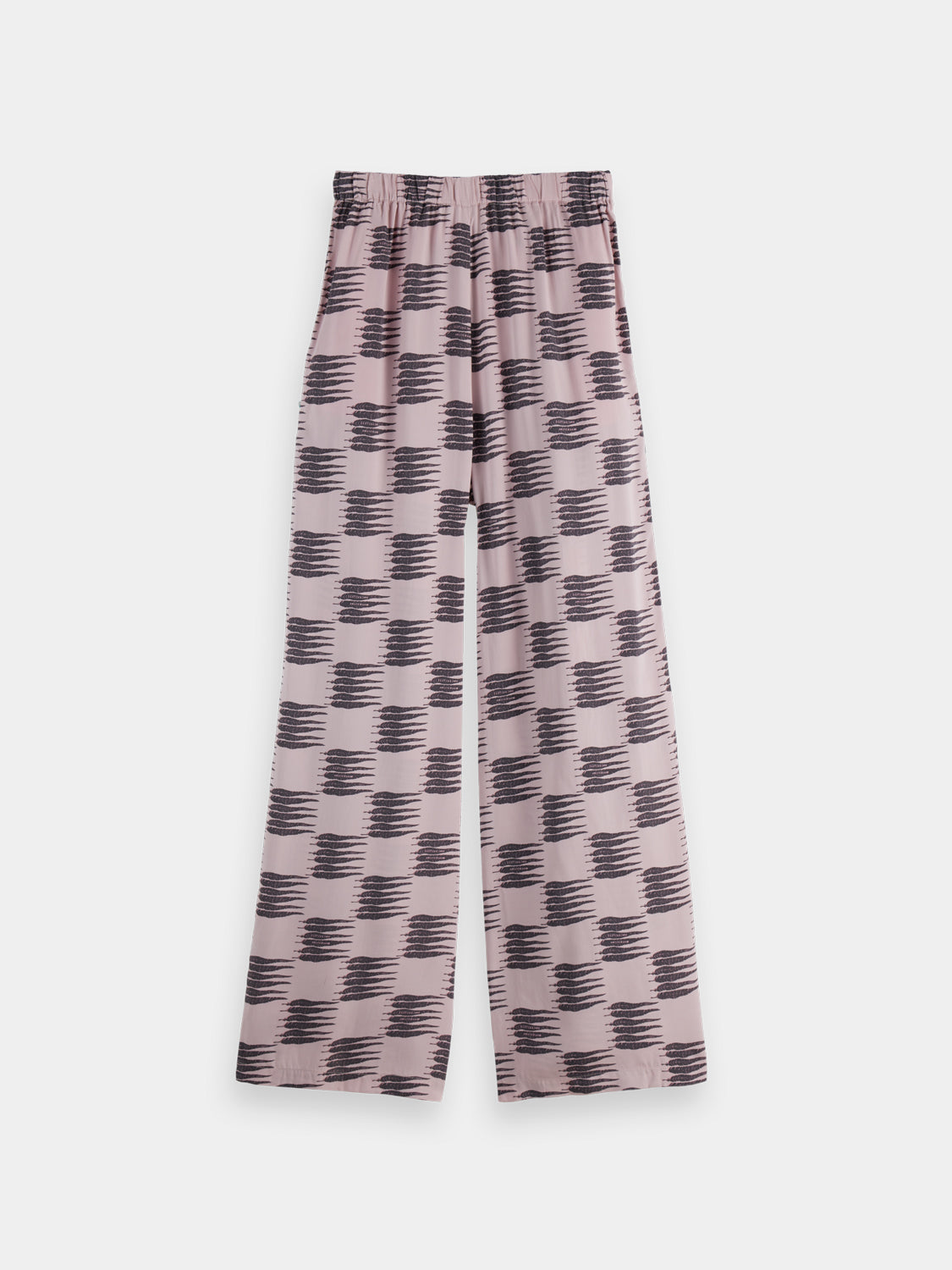 Black Eleni wide-fit pants by Scotch & Soda, featuring a relaxed fit and stylish design, shown on a model.