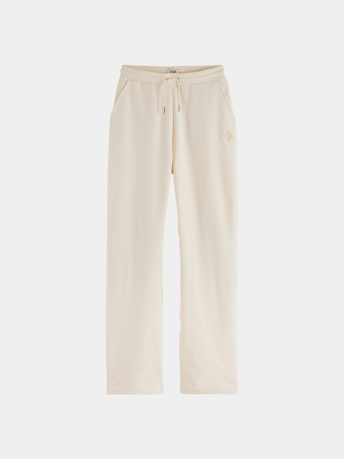Wide leg sweatpants by Scotch & Soda, featuring a relaxed fit and soft fabric, shown in a neutral color.