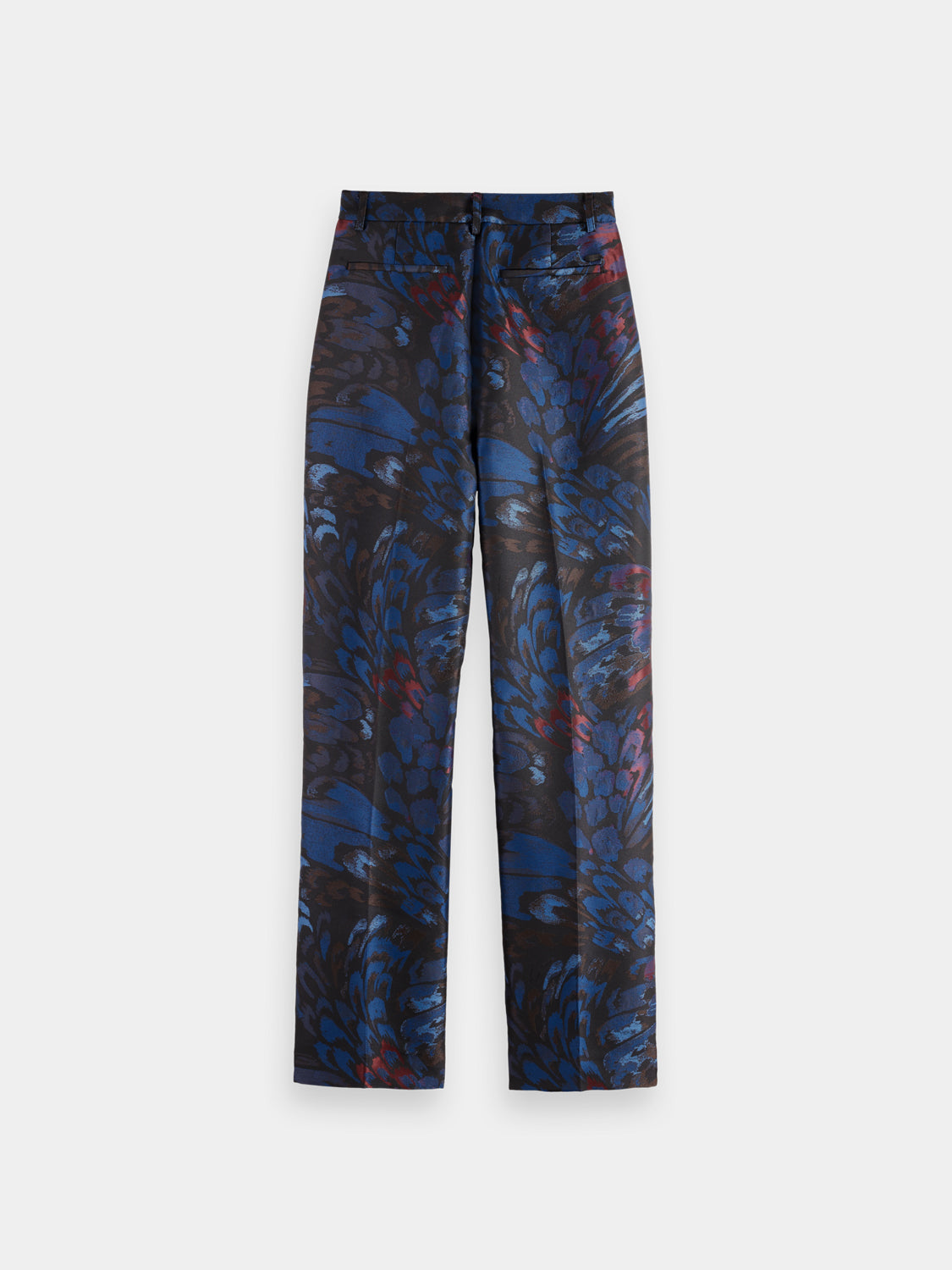 Black Ripple jacquard pants by Scotch & Soda featuring a textured pattern and tailored fit.