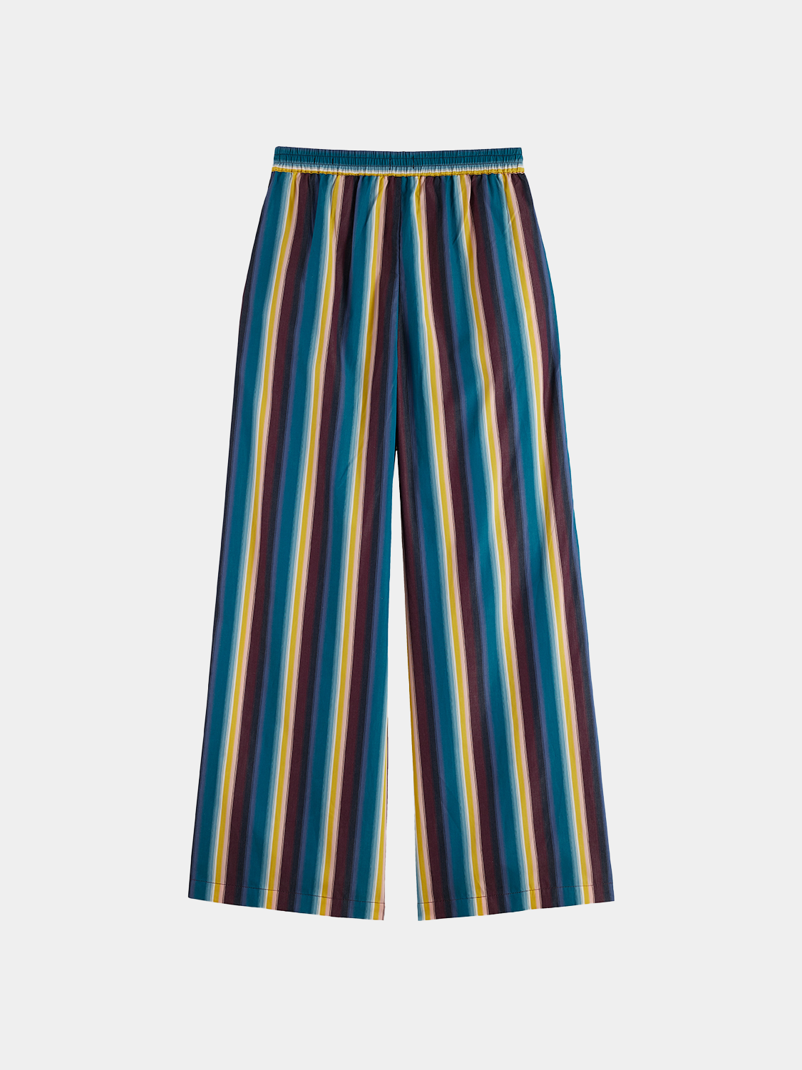 Eleni wide-fit pants by Scotch & Soda, featuring a relaxed silhouette and tailored design in a dark fabric, shown from the back.
